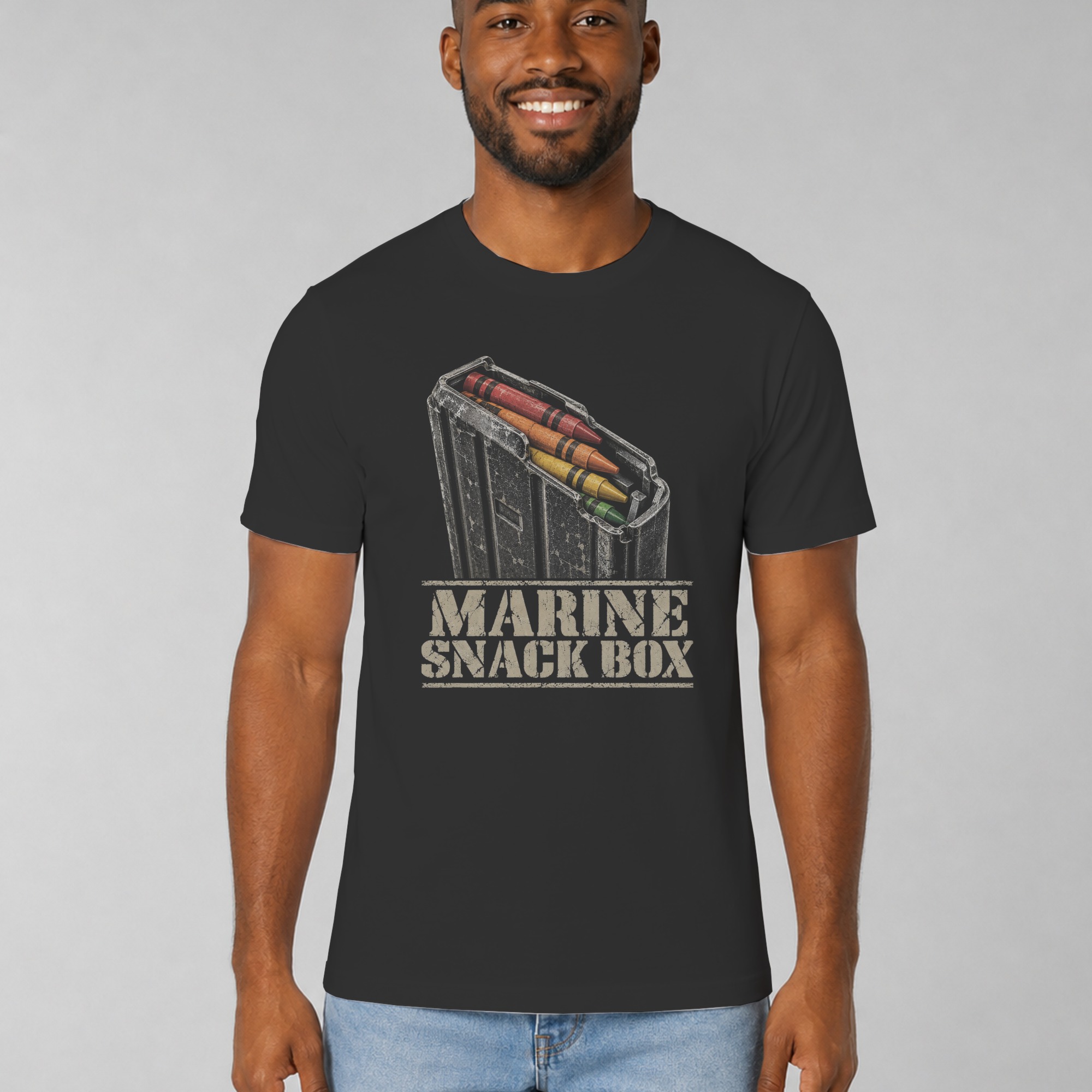 Marine Snack Box T-Shirt Funny Military Humor Shirt Veteran Gift Graphic Tee Tactical Meme Shirt Army USMC Joke Gift for Veteran - Image 5