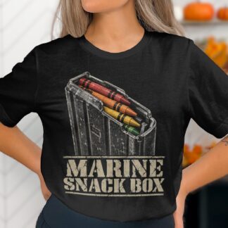 Marine Snack Box T-Shirt Funny Military Humor Shirt Veteran Gift Graphic Tee Tactical Meme Shirt Army USMC Joke Gift for Veteran