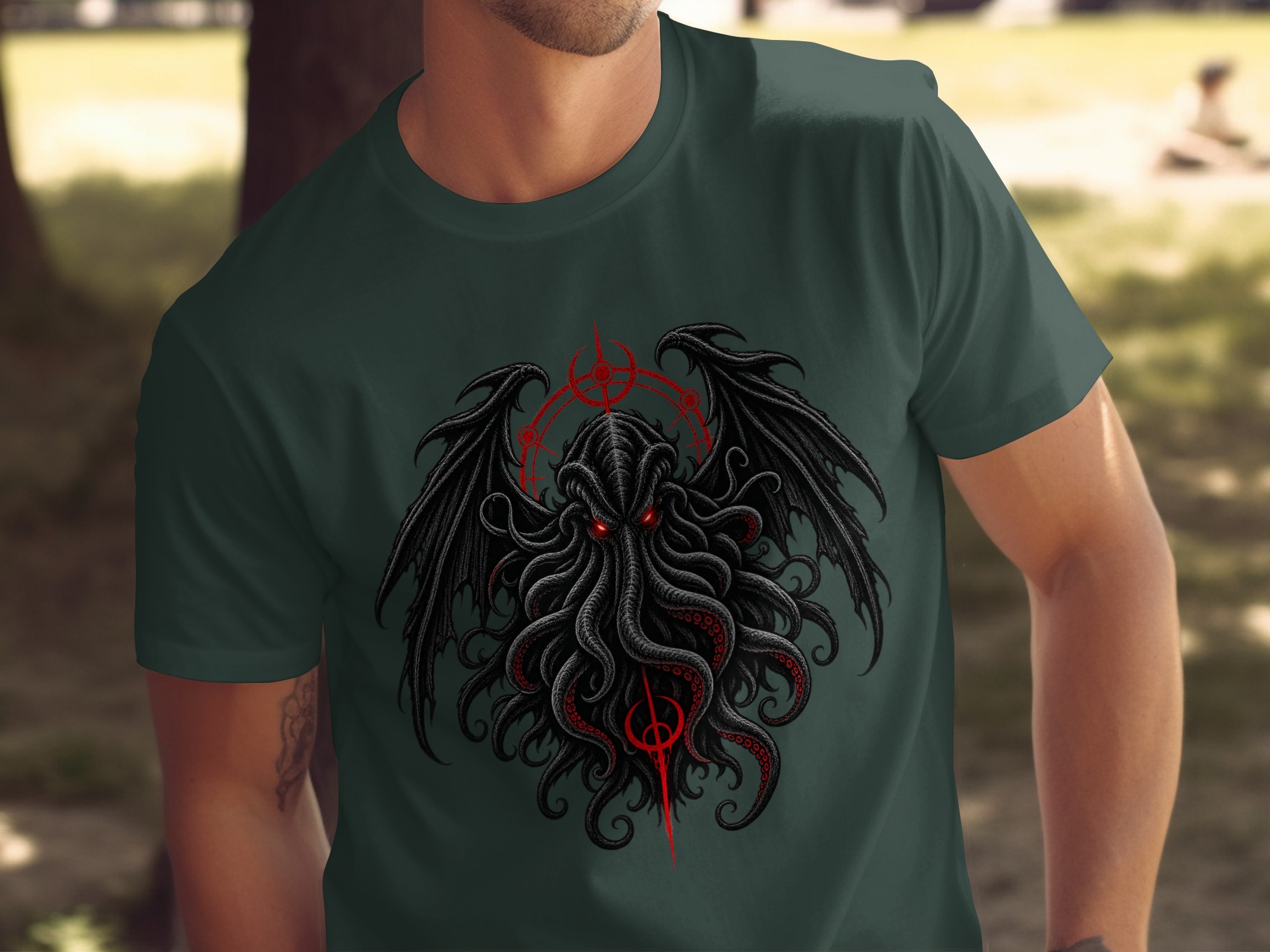 Lovecraft Cthulhu T-Shirt, Dark Fantasy Horror Mythos Tee, Eldritch Monster Graphic Shirt, Gothic Grunge Gift Apparel - Image 2