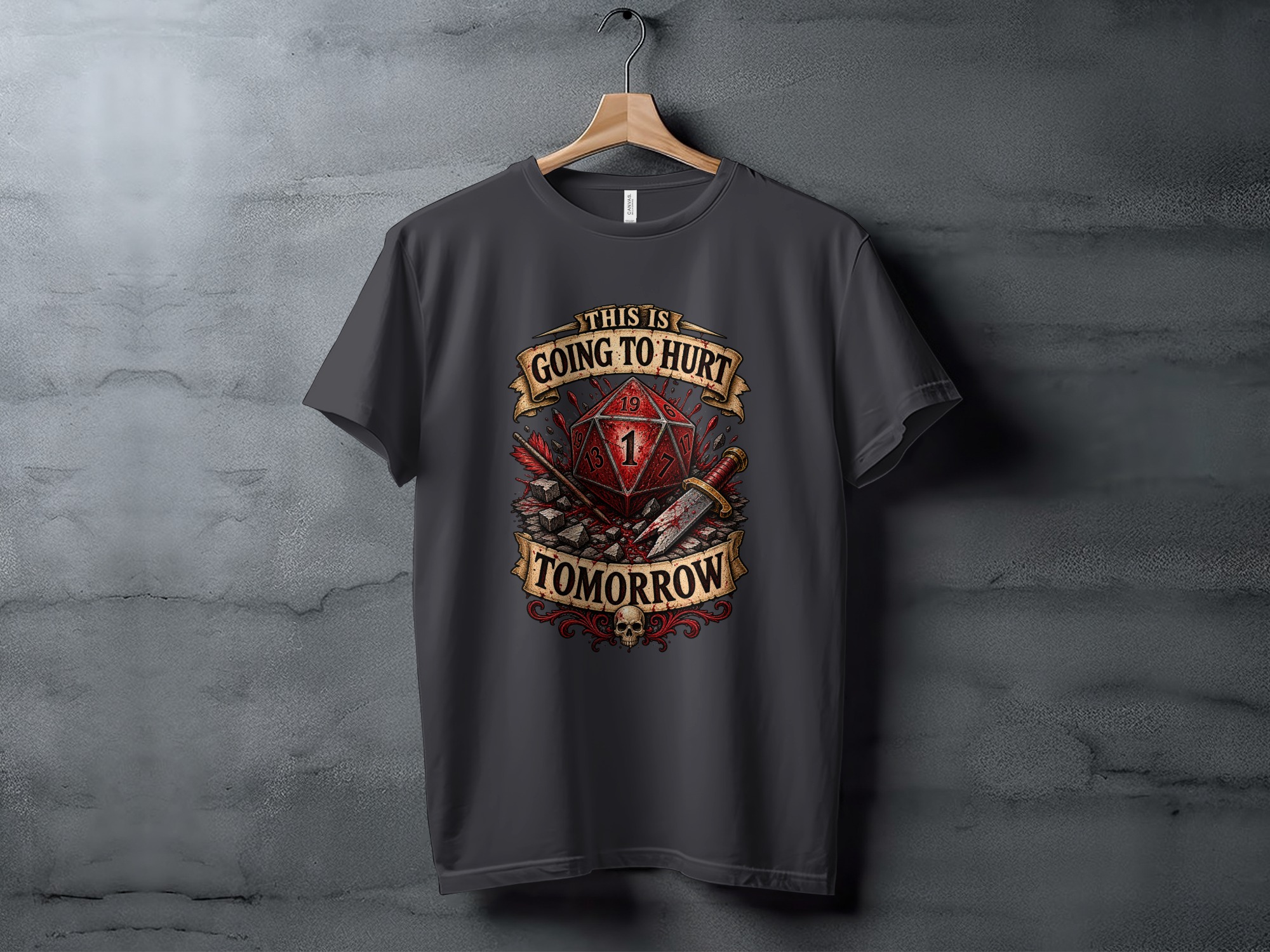 Funny DnD Fail D20 T-Shirt, This is Going to Hurt Tomorrow Shirt, Critical Fail RPG Gamer Gift, Dungeon Master Tee - Image 9
