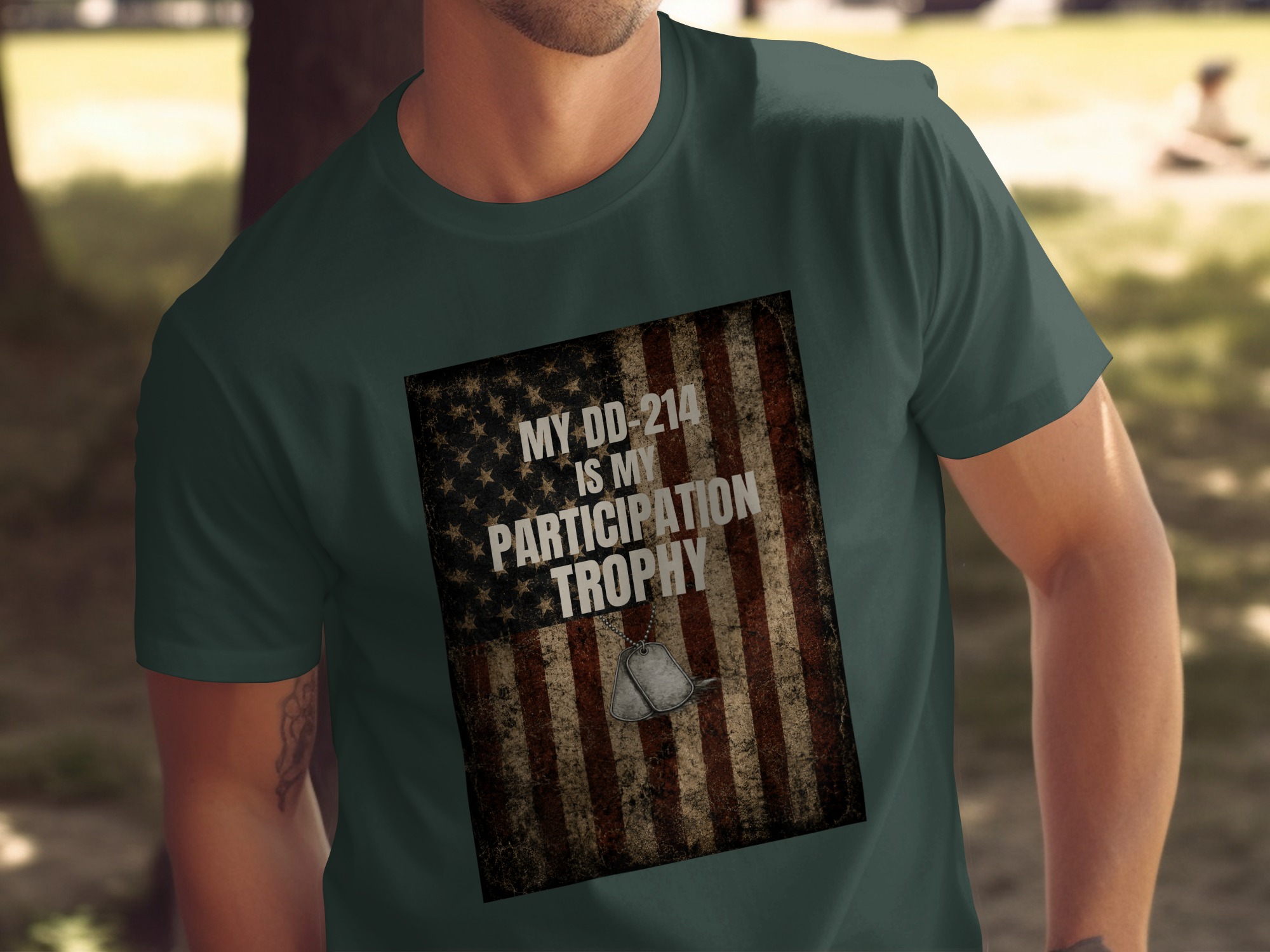 DD-214 Participation Trophy Veteran T-Shirt | Military Deployment Shirt | USA Flag Patriotic Present Shirt - Image 4