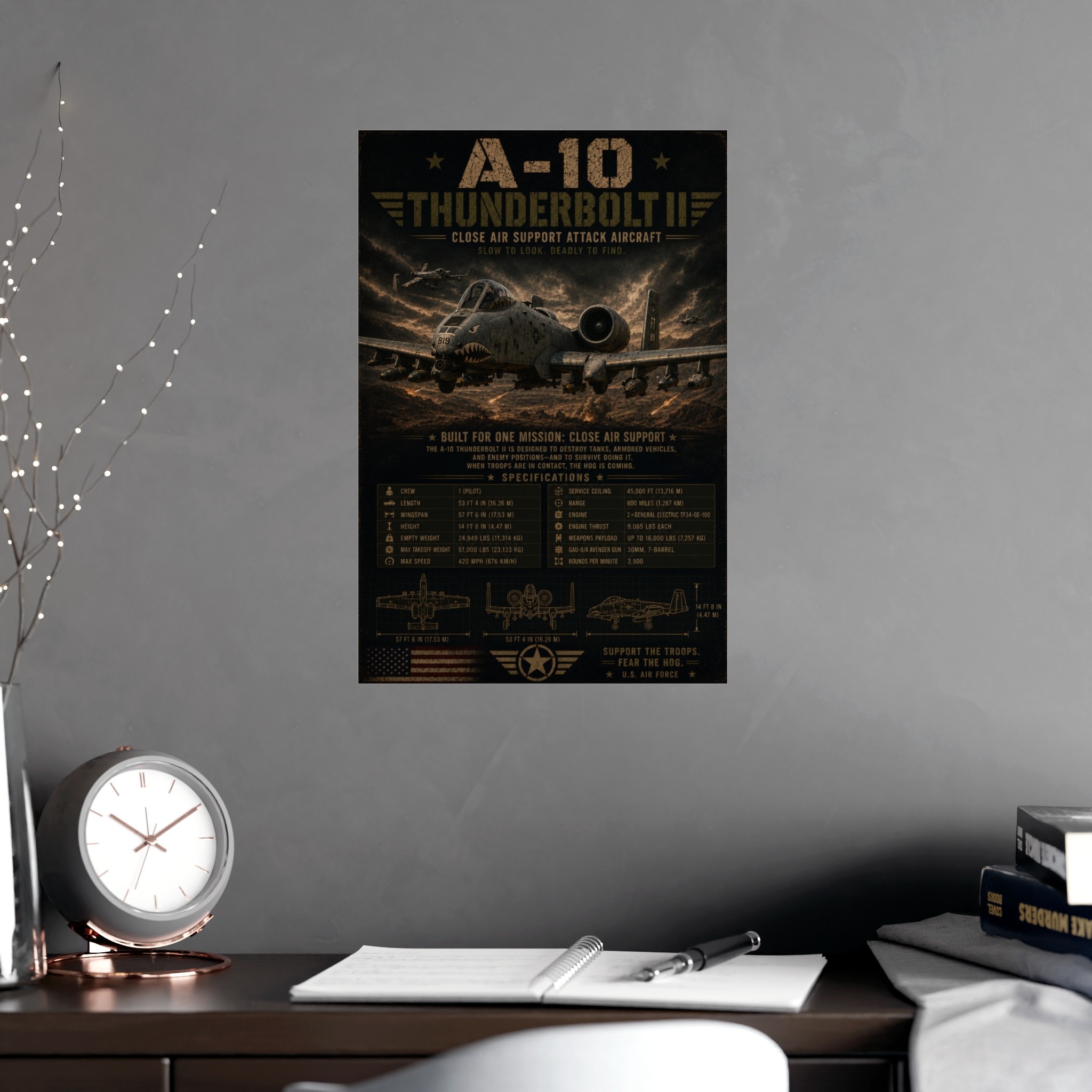 A-10 Thunderbolt II Warthog Poster, US Air Force Military Aviation Art Print, Pilot, Veteran, Man Cave Decor Gift - Image 6