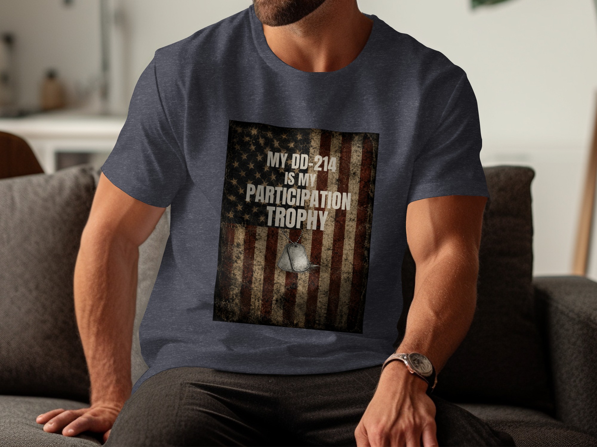 DD-214 Participation Trophy Veteran T-Shirt | Military Deployment Shirt | USA Flag Patriotic Present Shirt - Image 5