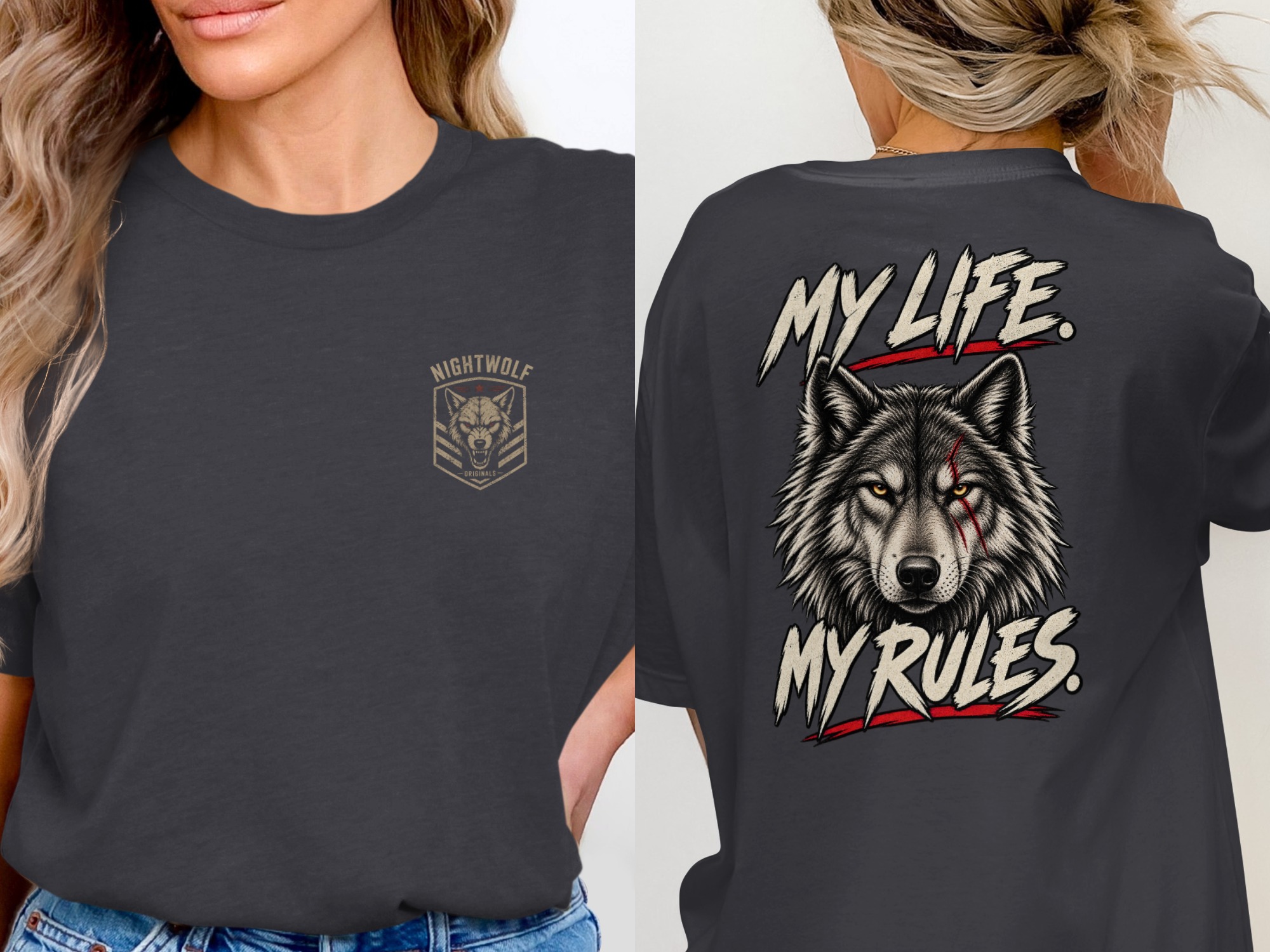 Nightwolf T-Shirt, Distressed Wolf Head Graphic Tee, Grunge Style Mens Shirt, Edgy Wolf Lover Gift, Wilderness Inspired Top - Image 19