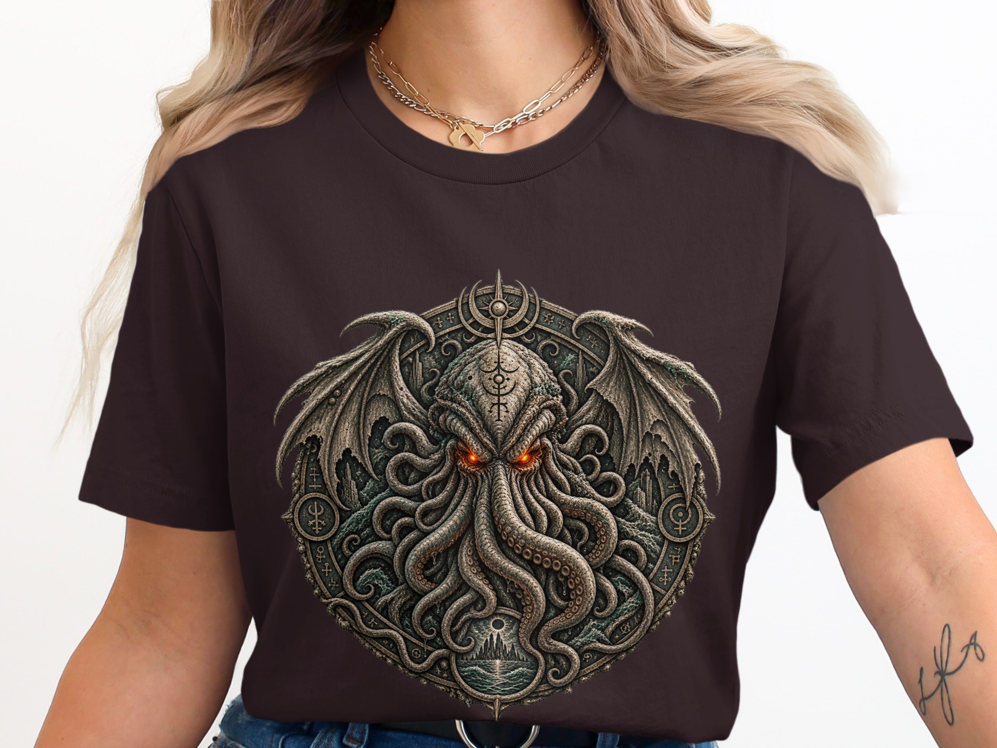 Lovecraftian Cthulhu Mythos Eldritch Horror T-Shirt, Dark Academia Gothic Cosmic Cult Tentacle Monster Tee, Unique Fantasy Gamer Gift - Image 5