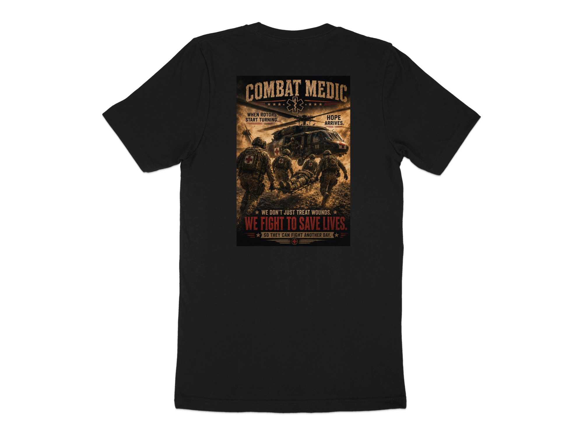 TITLE Combat Medic T-Shirt, We Fight to Save Lives, Army 68W Military Medic Shirt, Veteran Tactical Medical Gift, Star of Life Graphic Tee - Image 7