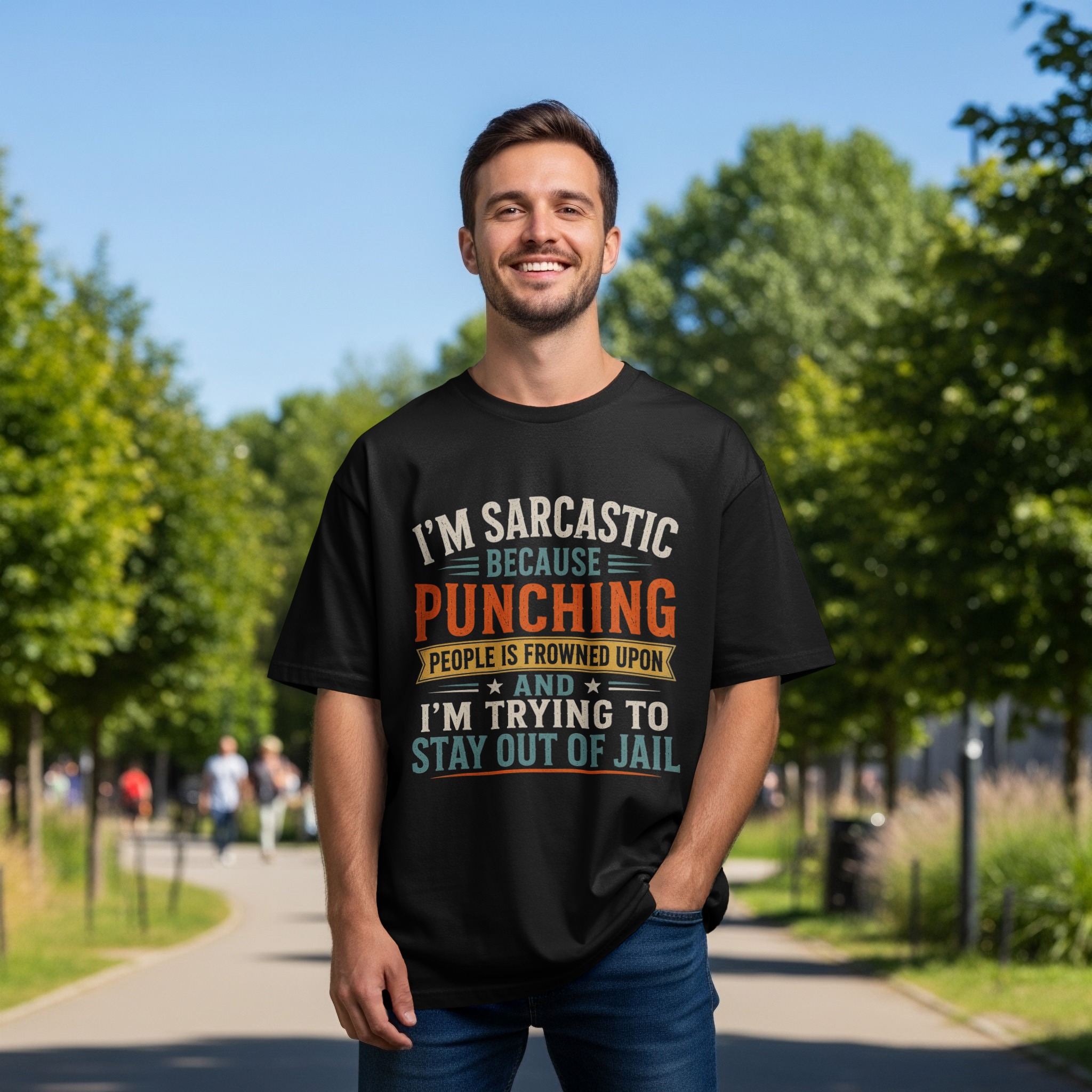 Funny Sarcastic T-Shirt, Im Sarcastic Punching People Retro Graphic Tee, Witty Sarcasm Humor Shirt, Snarky Saying Gag Gift for Men and Women - Image 5