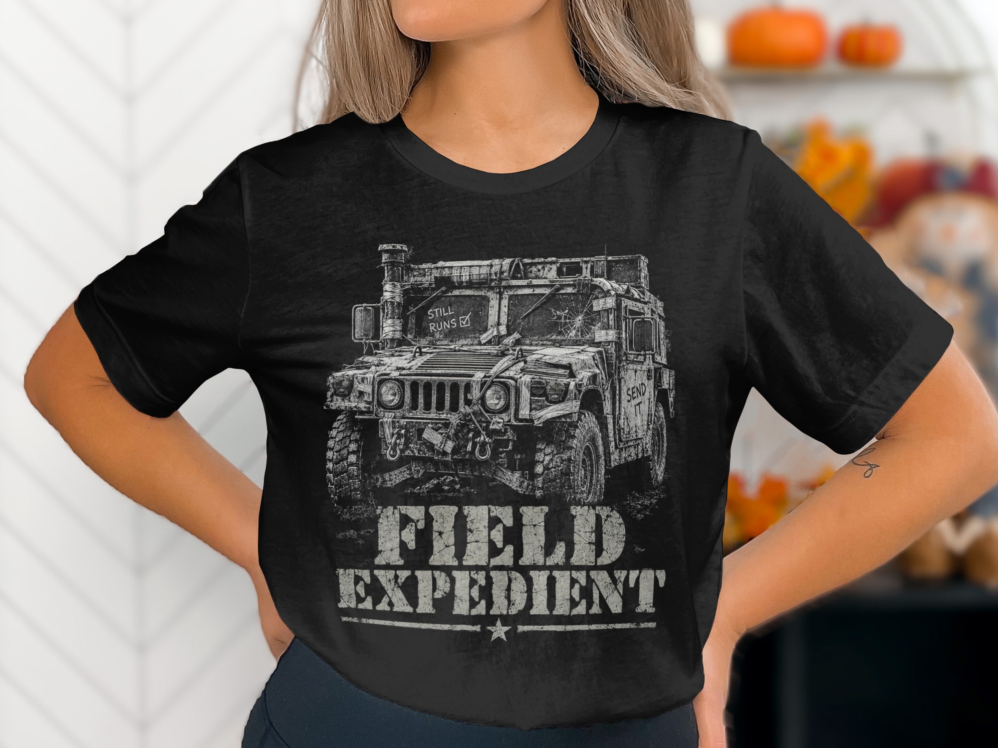 Field Expedient T-Shirt, Vintage Military 4x4 Truck Graphic Tee, Rugged Off Road Overlanding Shirt, Tactical Outdoor Vehicle Gift for Him