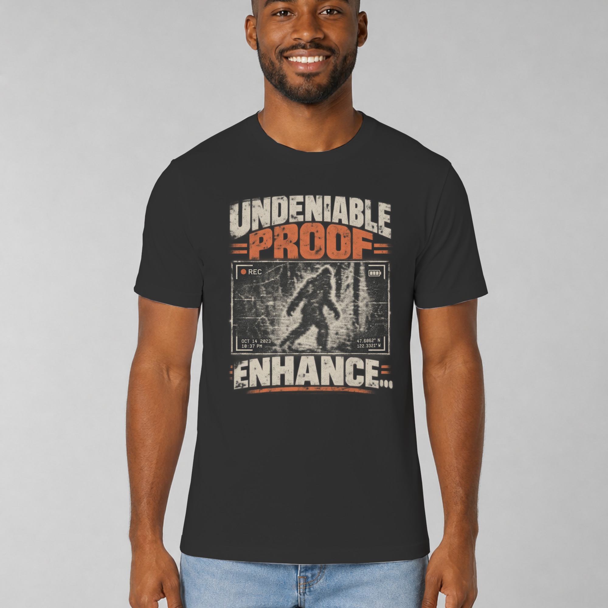 Bigfoot Sasquatch T-Shirt, Funny Cryptid Graphic Tee, Undeniable Proof Vintage Hiking Shirt, Retro Paranormal Camping Gift for Men & Women - Image 12