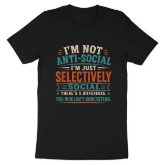 Selectively Social T-Shirt Funny Introvert Shirt Sarcastic Graphic Tee Vintage Humor Shirt Antisocial Club Aesthetic Gift for Introvert