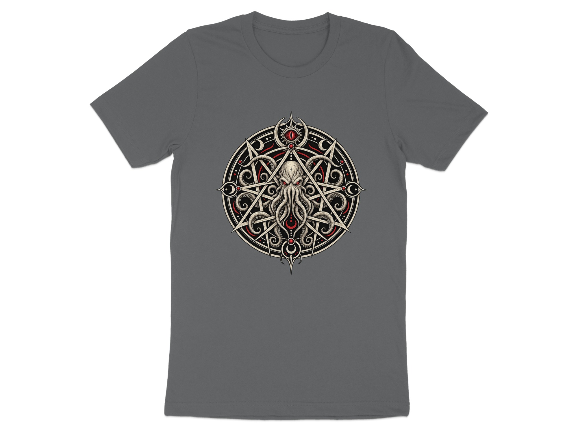 Lovecraftian Cthulhu Pentagram T-Shirt, Eldritch Horror Eye Gothic Occult Graphic Tee for Dark Academia Fans & Fantasy Fan Gift - Image 8