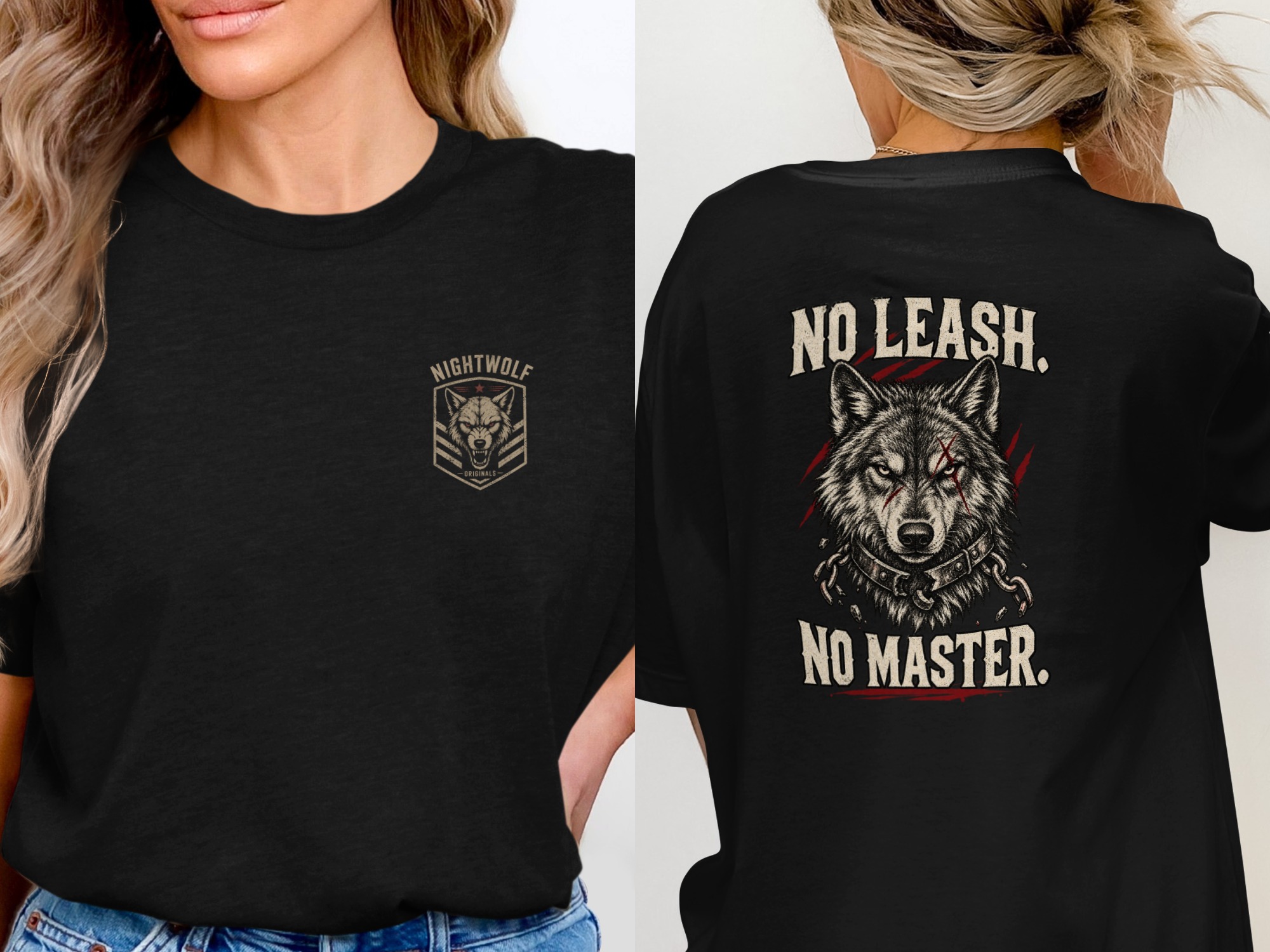 Nightwolf T-Shirt, Distressed Wolf Graphic Tee, Rugged Men's Vintage Style Wildlife Animal Lover Gift Shirt - Image 11