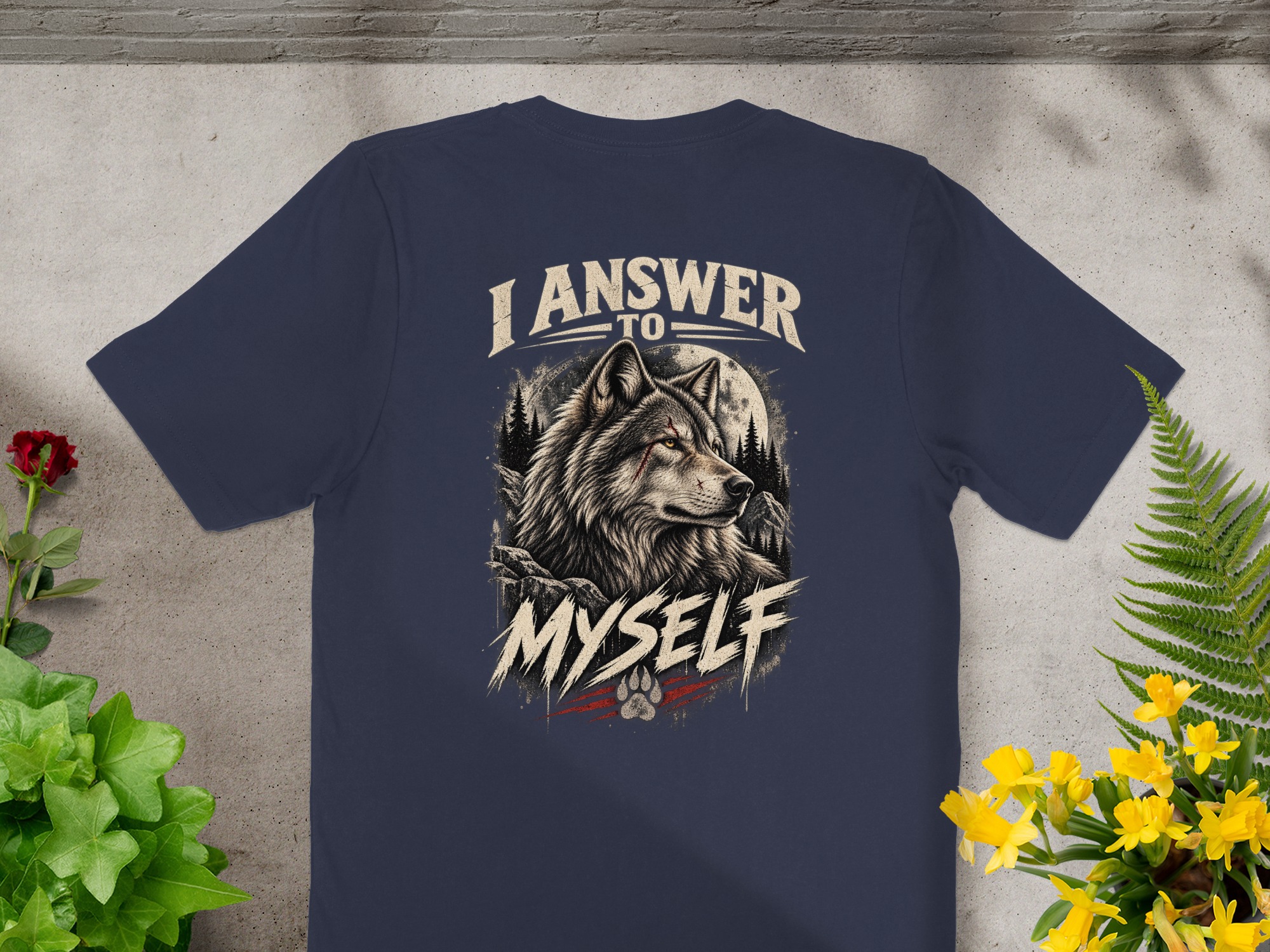 Nightwolf Fierce Wolf Graphic T-Shirt, Distressed Grunge Edgy Streetwear Tee, Hunter Wildlife Men's Gift Shirt - Image 14