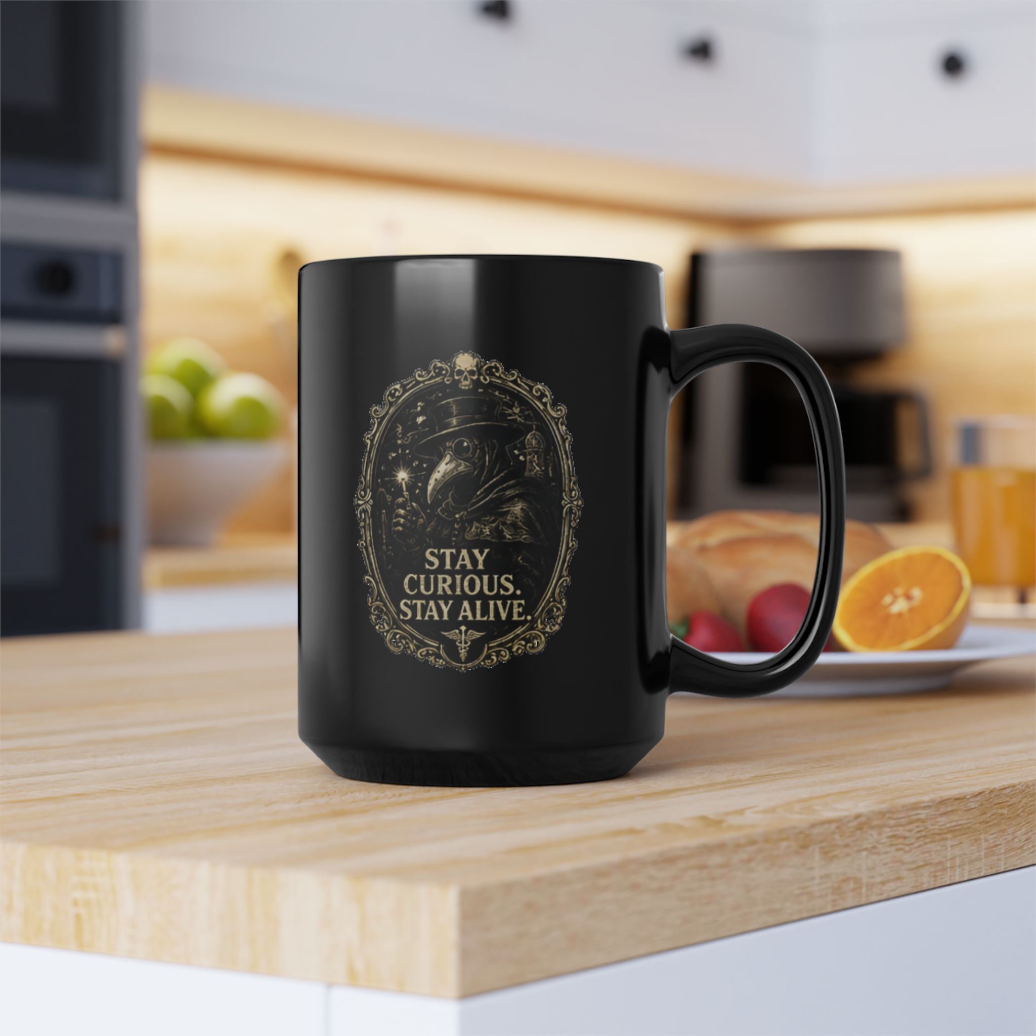 Plague Doctor Stay Curious Stay Alive Mug, Dark Academia Gothic Coffee Cup, Unique Witchy Gift for Him Her - Image 13