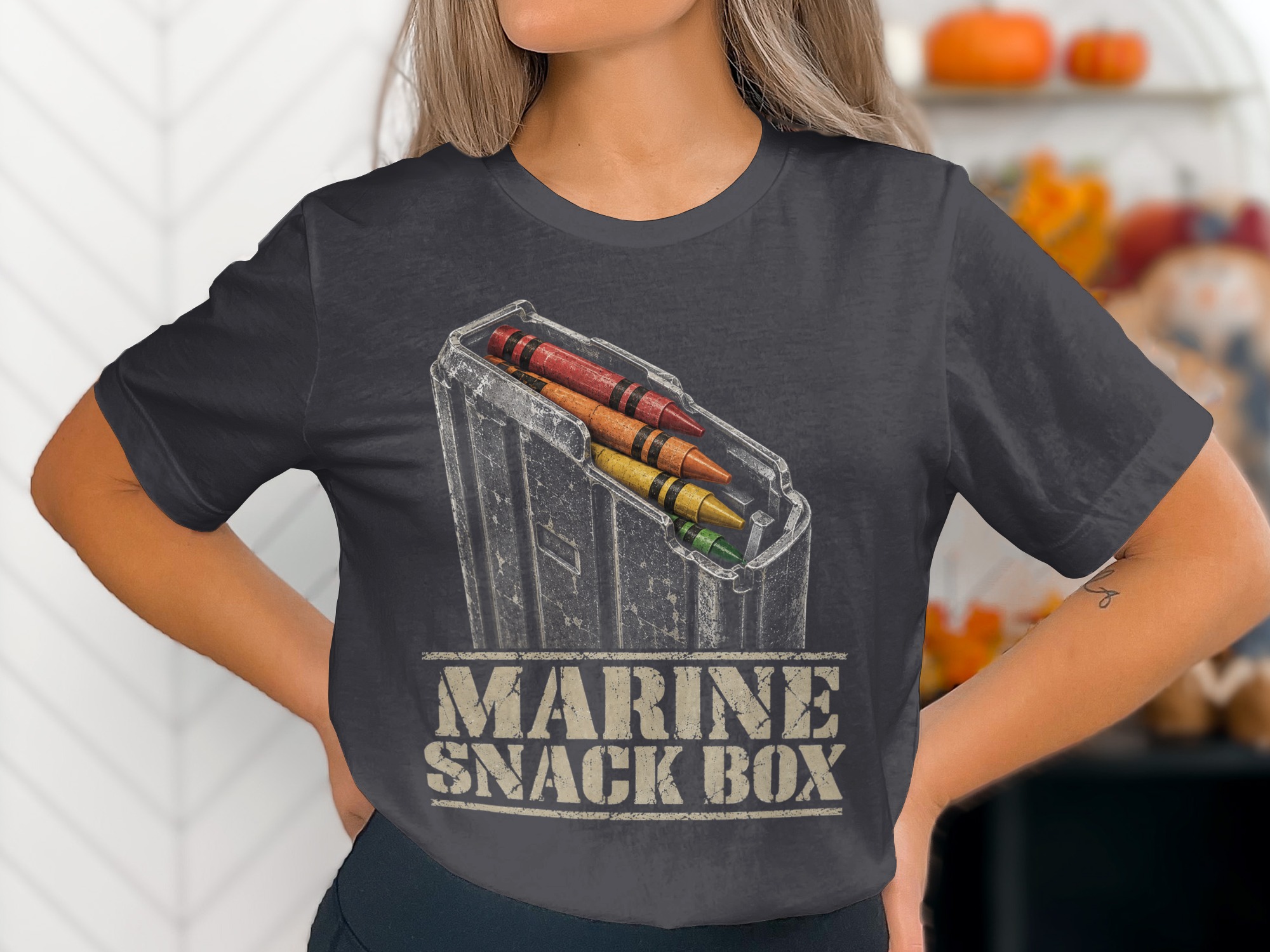 Marine Snack Box T-Shirt Funny Military Humor Shirt Veteran Gift Graphic Tee Tactical Meme Shirt Army USMC Joke Gift for Veteran - Image 11