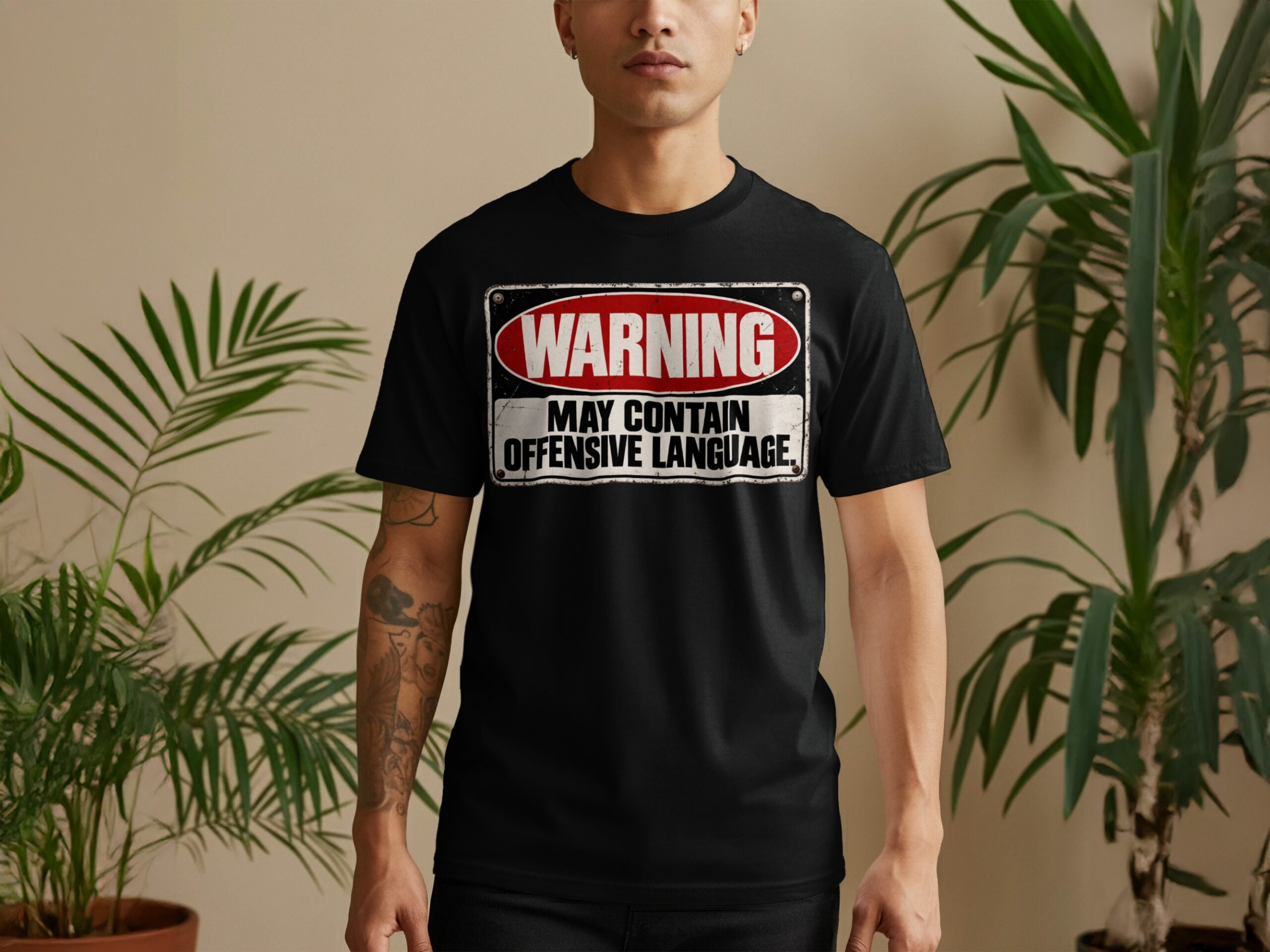 Warning Offensive Language T-Shirt, Sarcastic Graphic Tee, Funny Saying Shirt, Vintage Grunge Streetwear, Gag Gift for Best Friend or Him - Image 8