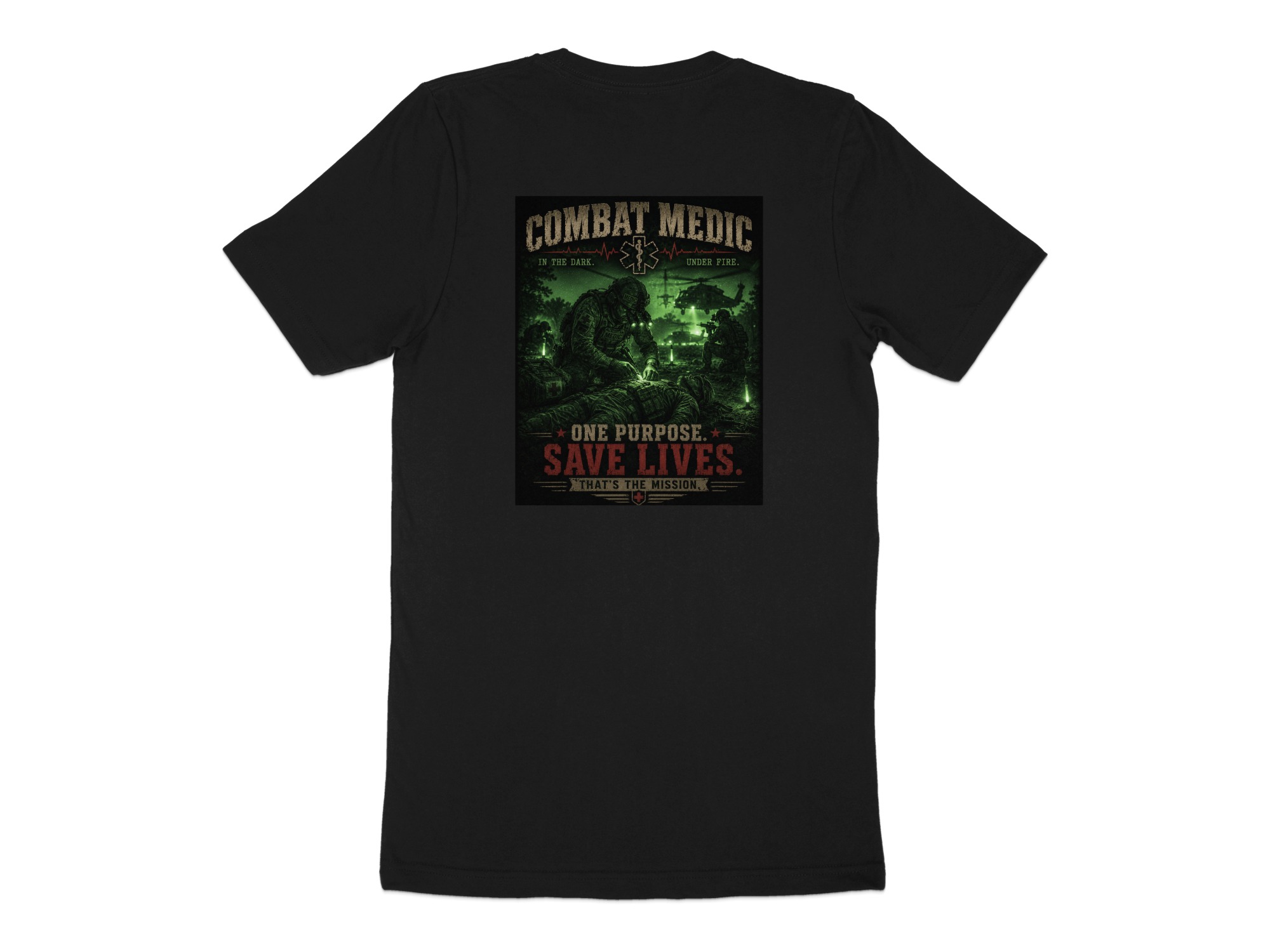 TITLE Combat Medic T-Shirt, One Purpose Save Lives, Army 68W Military Medic Shirt, Veteran Tactical Medical Gift, Star of Life Graphic Tee - Image 7