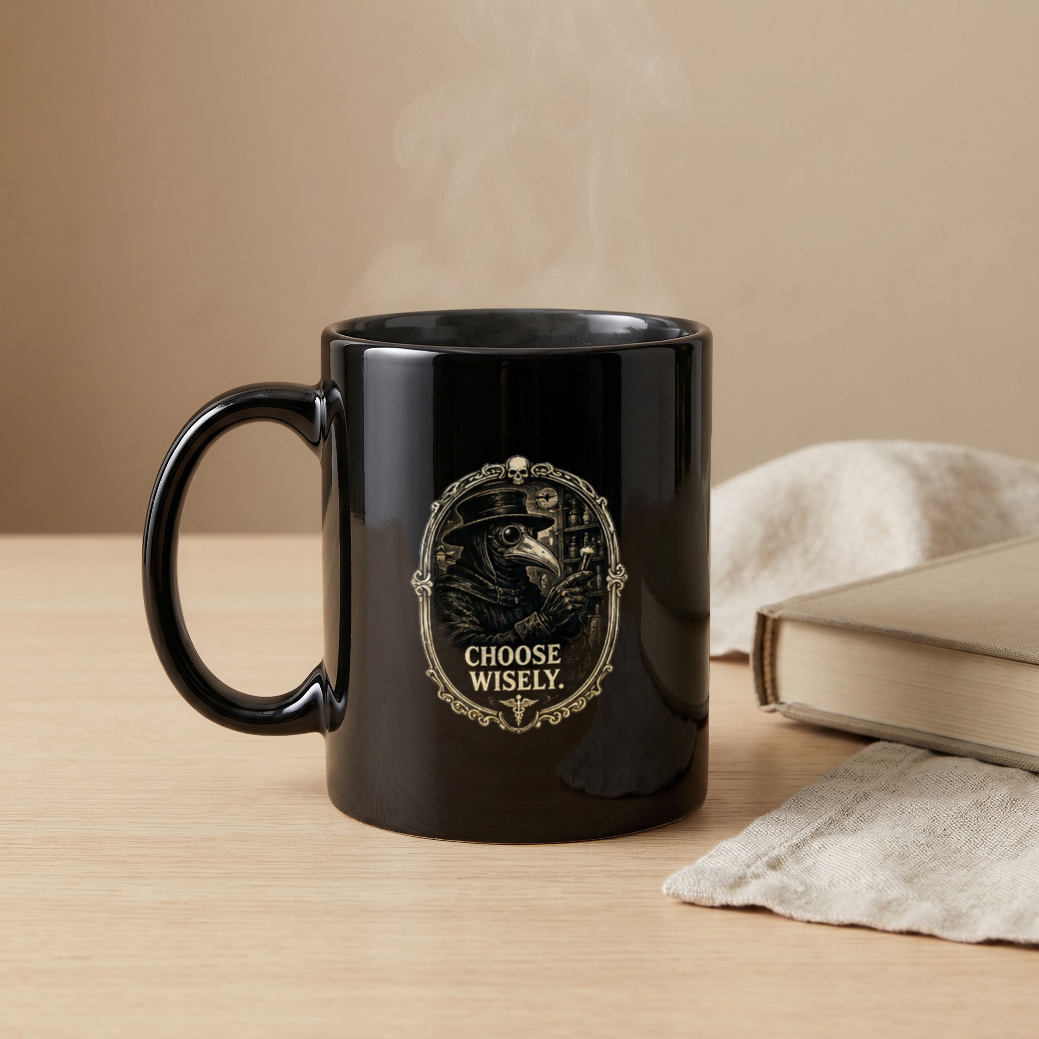 Plague Doctor Mug | Choose Wisely Coffee Cup | Dark Academia Gift | Gothic Drinkware | Spooky Halloween Mug