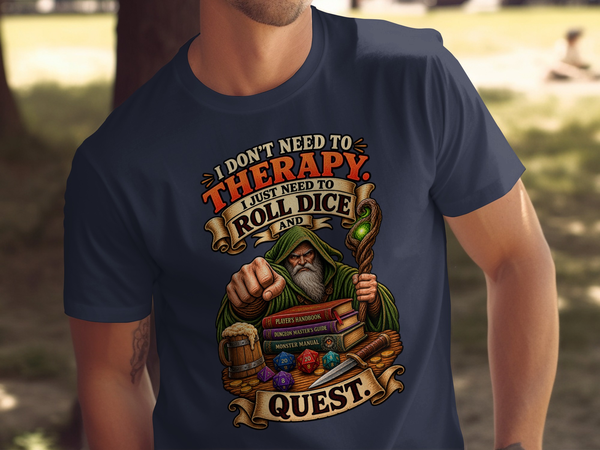 Roll Dice Quest Dungeons Dragons T-Shirt, Funny RPG Gaming Tee, Dungeon Master Gift, Fantasy Wizard Gamer Apparel - Image 6