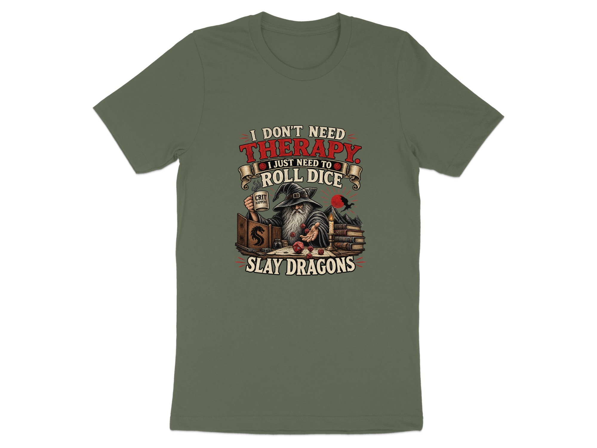 D&D Therapy T-Shirt | Roll Dice Slay Dragons Shirt | Funny Gamer Gift | Dungeon Master RPG Tee | Fantasy Wizard Gaming Apparel - Image 4