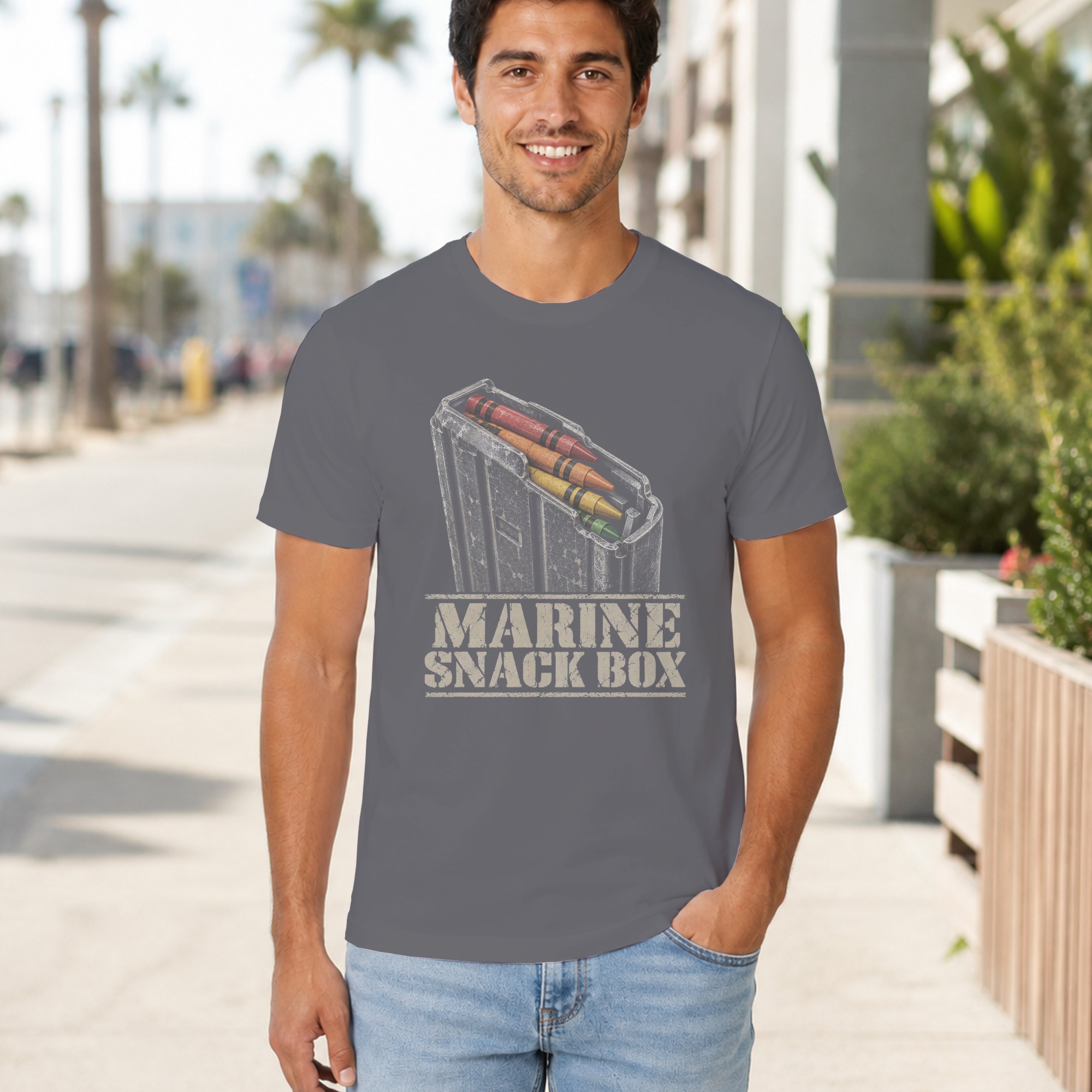 Marine Snack Box T-Shirt Funny Military Humor Shirt Veteran Gift Graphic Tee Tactical Meme Shirt Army USMC Joke Gift for Veteran - Image 8