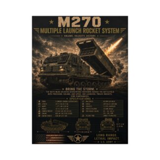 M270 MLRS Multiple Launch Rocket System Poster, US Army Military Vehicle Art Print, Veteran Man Cave Decor for Him