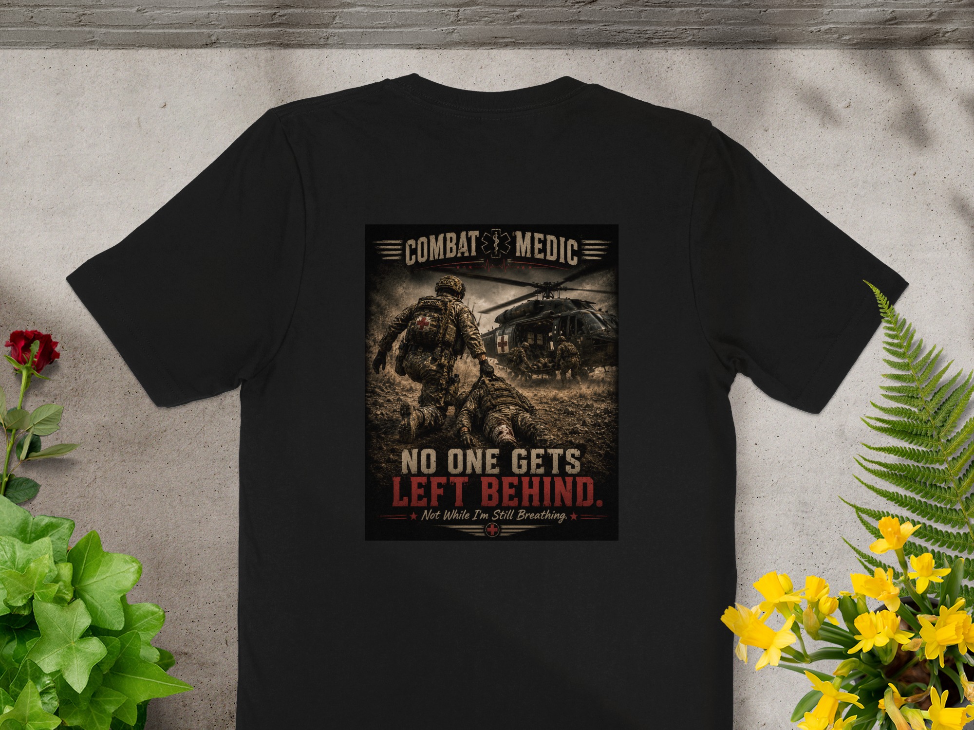 TITLE Combat Medic T-Shirt, No One Gets Left Behind, Army 68W Military Medic Shirt, Veteran Tactical Medical Gift, Star of Life Graphic Tee - Image 9