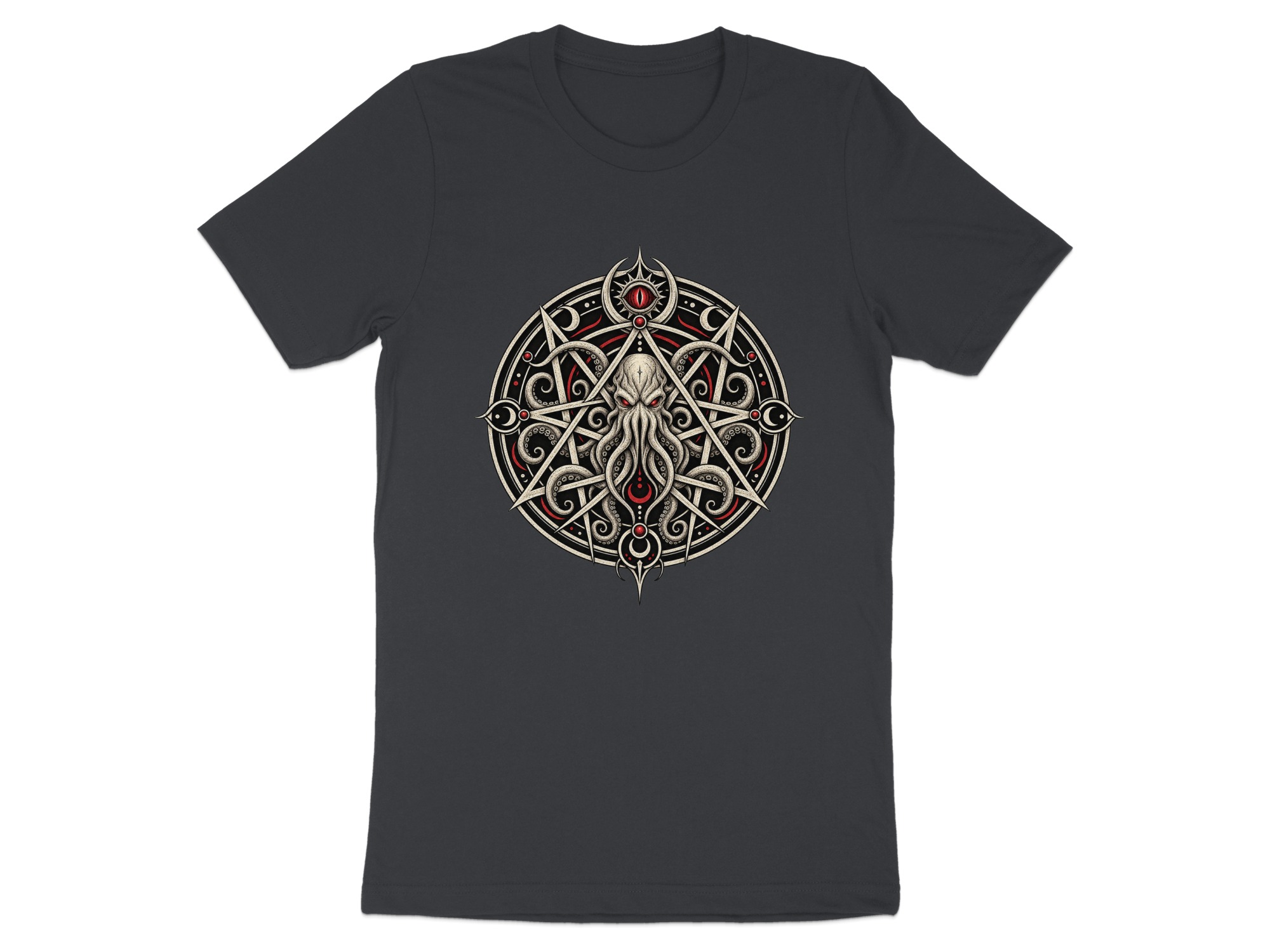 Lovecraftian Cthulhu Pentagram T-Shirt, Eldritch Horror Eye Gothic Occult Graphic Tee for Dark Academia Fans & Fantasy Fan Gift - Image 17
