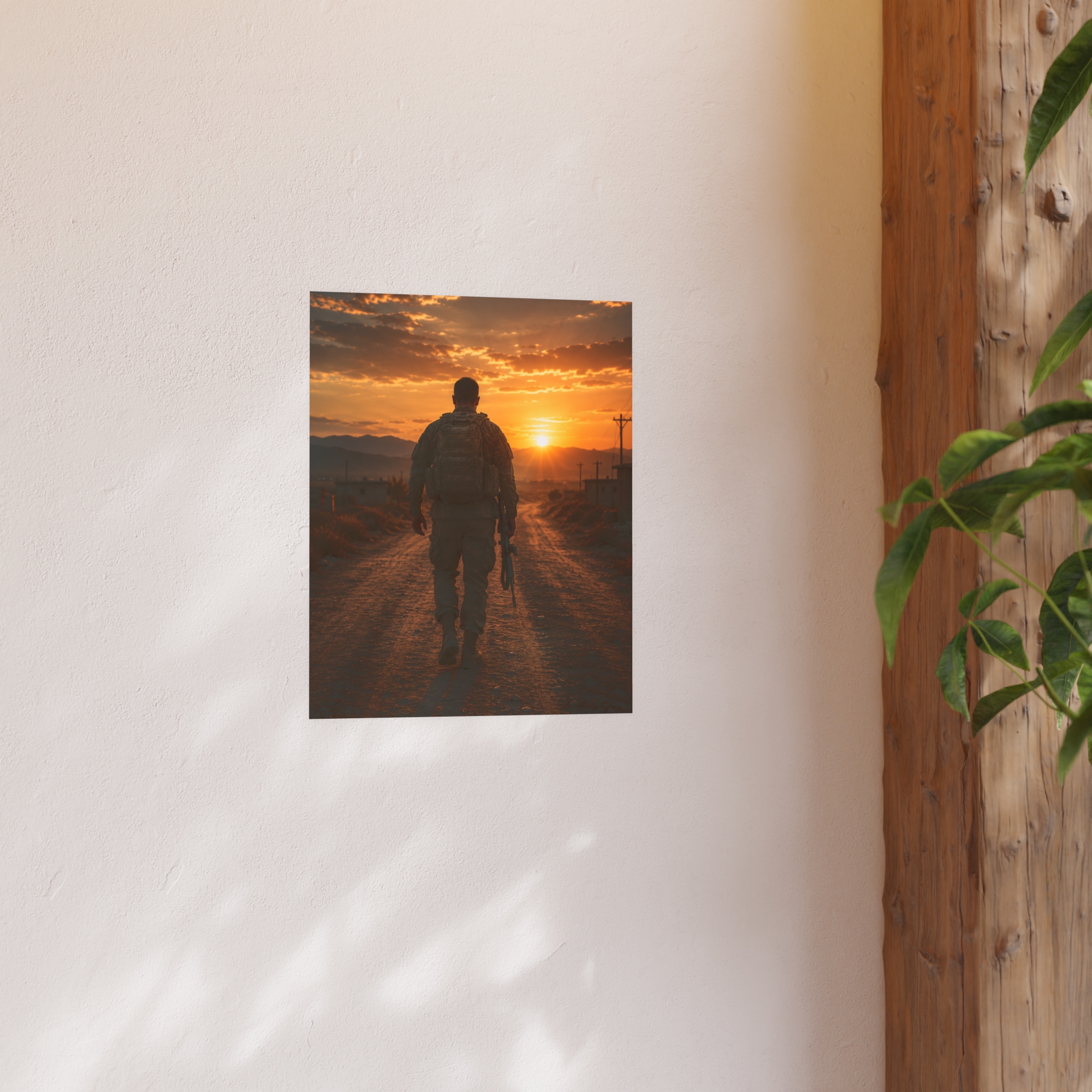 Soldier Sunset Patriotic Wall Art Print, Military Veteran Heroic Decor, Army Camouflage Golden Hour Landscape for Home Office Gift - Image 5