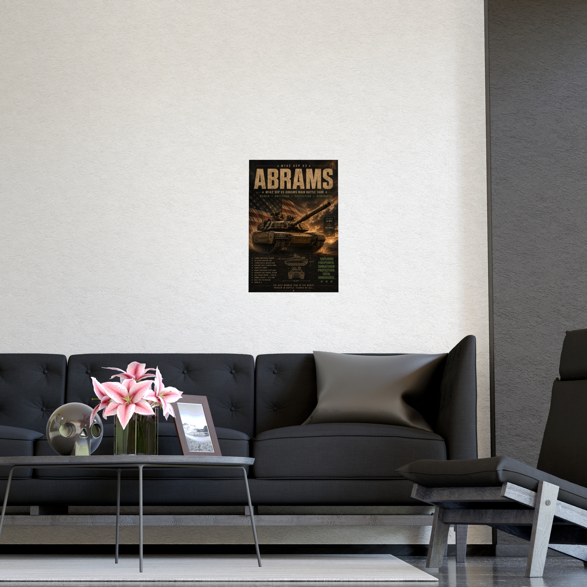 M1A2 Abrams Main Battle Tank Poster, US Army Military Vehicle Art Print, Patriotic Wall Decor, Veteran Gift Idea, Modern Warfare Tech Specs - Image 7
