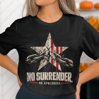 No Surrender Shirt Patriotic Grunge T-Shirt Distressed Broken Chain Graphic Tee Biker Rocker Freedom Shirt Gift for Him Vintage Streetwear