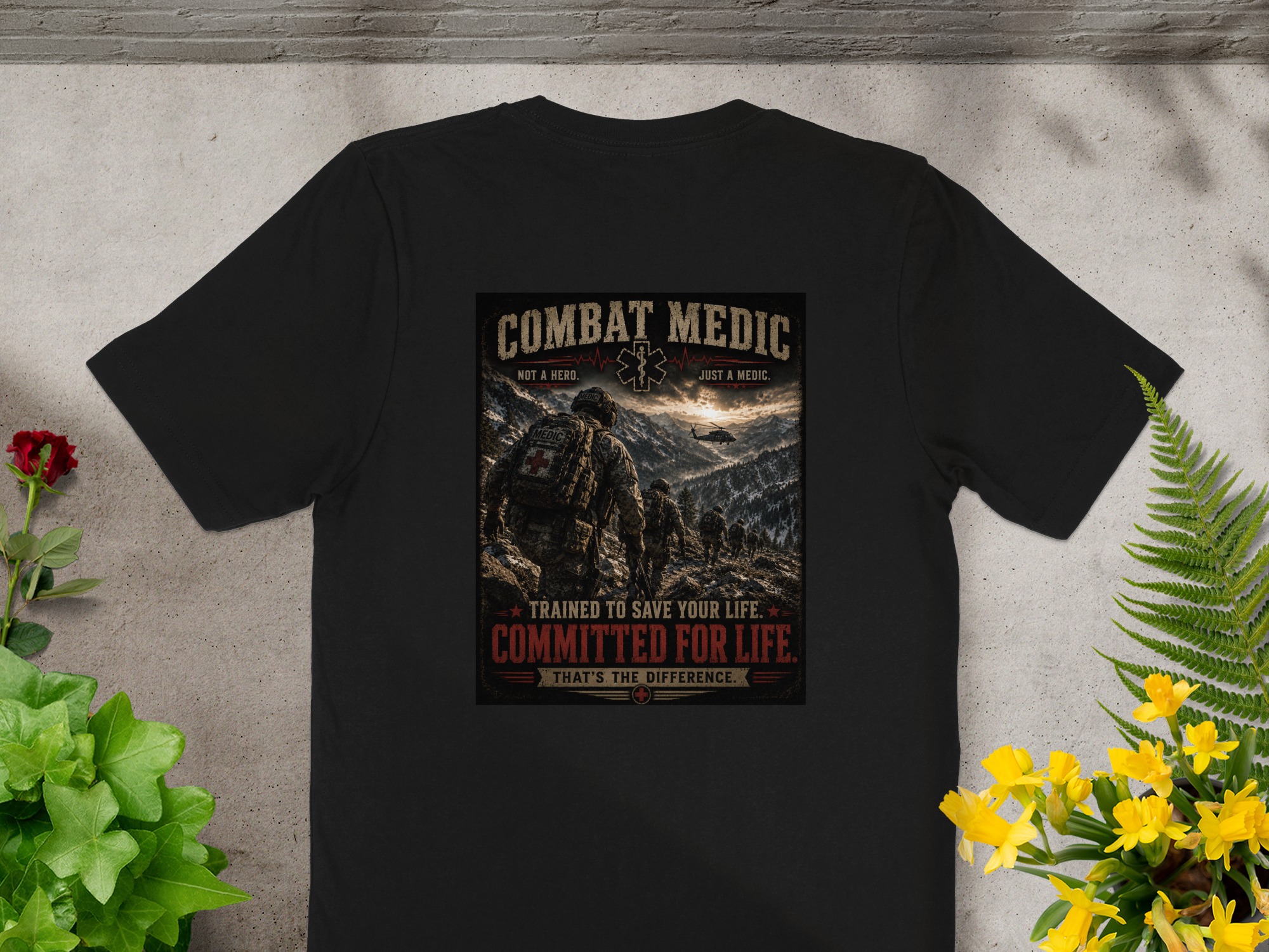 TITLE Combat Medic T-Shirt, Committed for Life, Army 68W Military Medic Shirt, Veteran Tactical Medical Gift, Star of Life Graphic Tee - Image 9