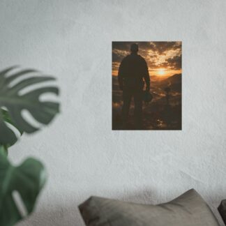 Patriotic Military Wall Art Print | Soldier Sunset Memorial Landscape | Veterans Day Gift for Heroic Armed Forces Decor