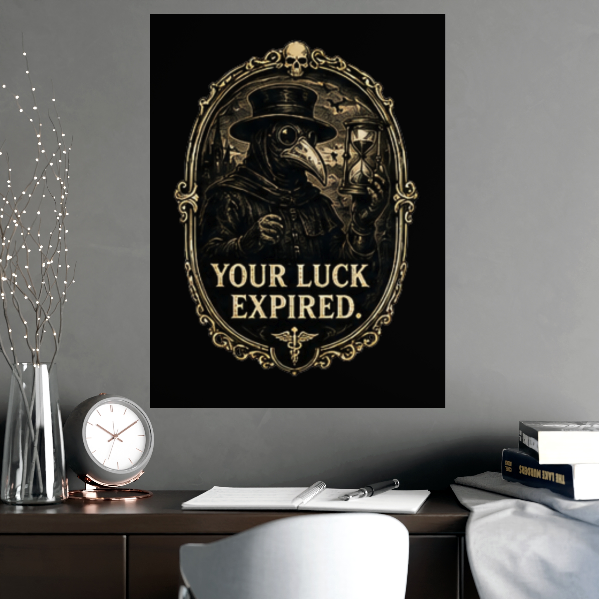 Gothic Plague Doctor 'Your Luck Expired' Macabre Art Print | Dark Academia Victorian Steampunk Wall Decor Poster - Image 2
