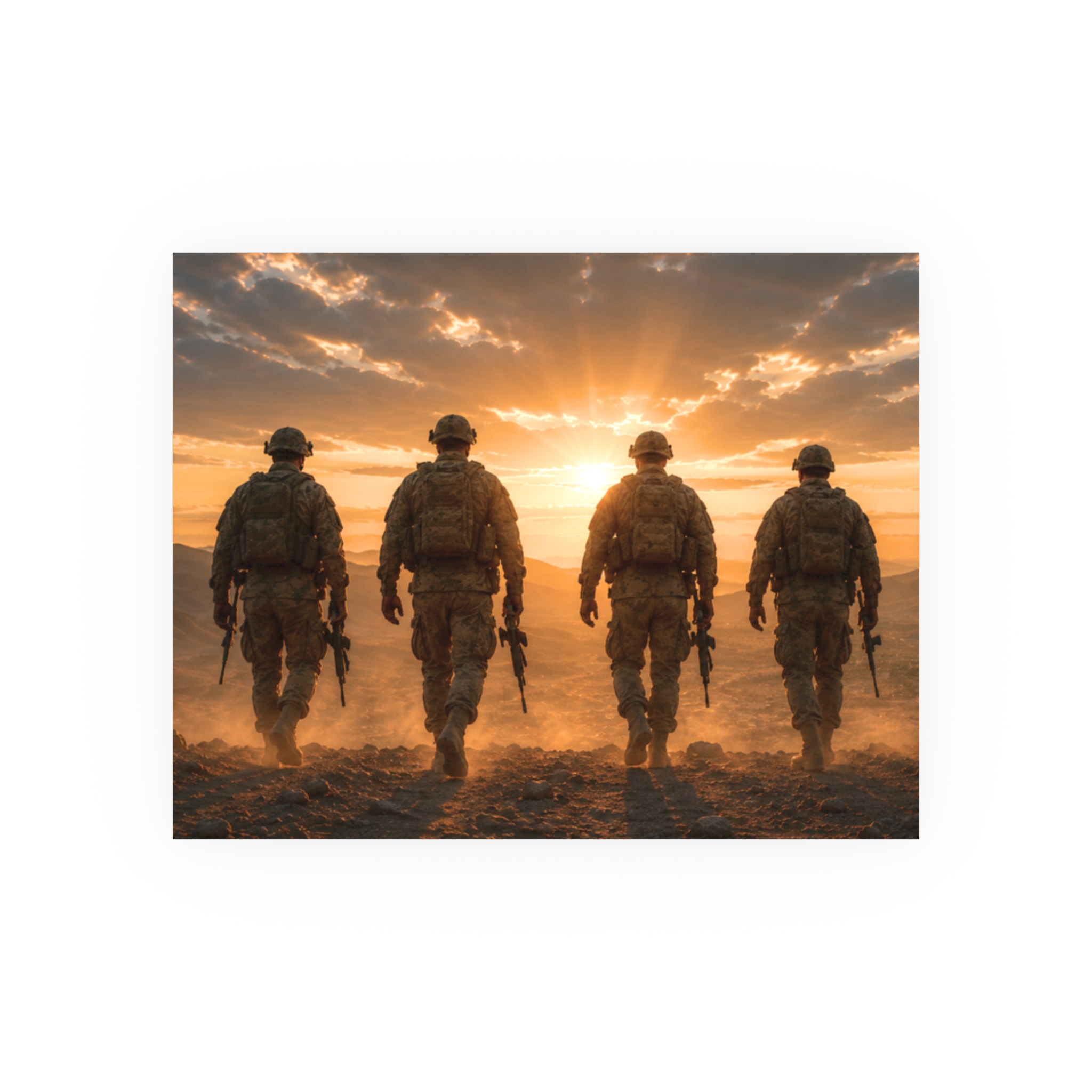 Heroic Soldiers Sunset Military Art Print Poster, Patriotic Armed Forces Wall Decor, Veteran Appreciation Gift, Warrior Spirit Home Decor - Image 4