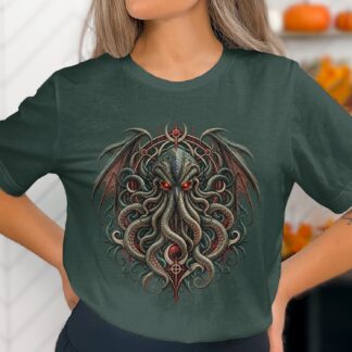 Lovecraftian Cthulhu T-Shirt, Eldritch Horror Graphic Tee for Dark Fantasy & Occult Fans, Gothic Mythical Monster Art Shirt Apparel Gift