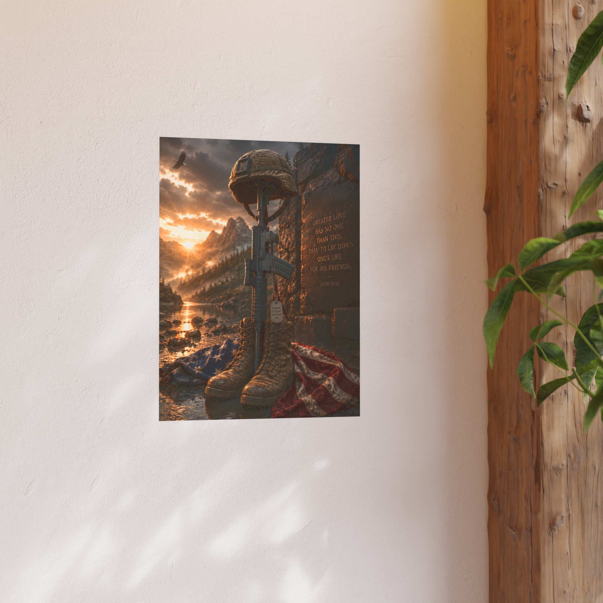 Military Memorial Poster | Fallen Soldier Tribute Wall Art | Veteran Remembrance Print | Patriotic John Bible Scripture Home Decor - Image 6