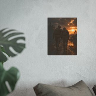 Military Brotherhood Wall Art Print, Veteran Soldier Patriotic Sunset Art, Resilience Decor, Army Office Gift