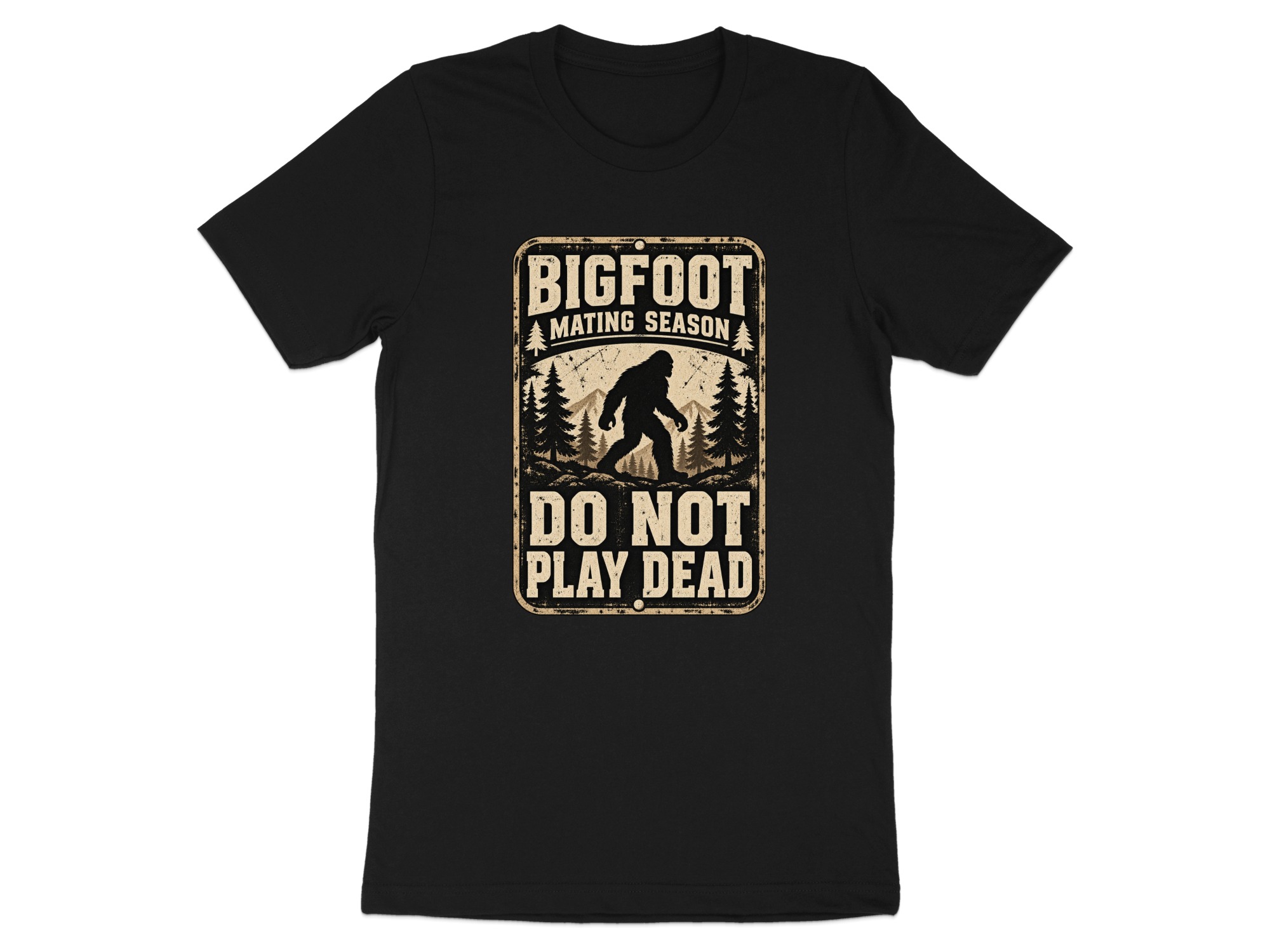 Bigfoot Mating Season T-Shirt, Funny Sasquatch Graphic Tee, Do Not Play Dead Vintage Camping Shirt, Retro Cryptid Outdoor Hiking Gift