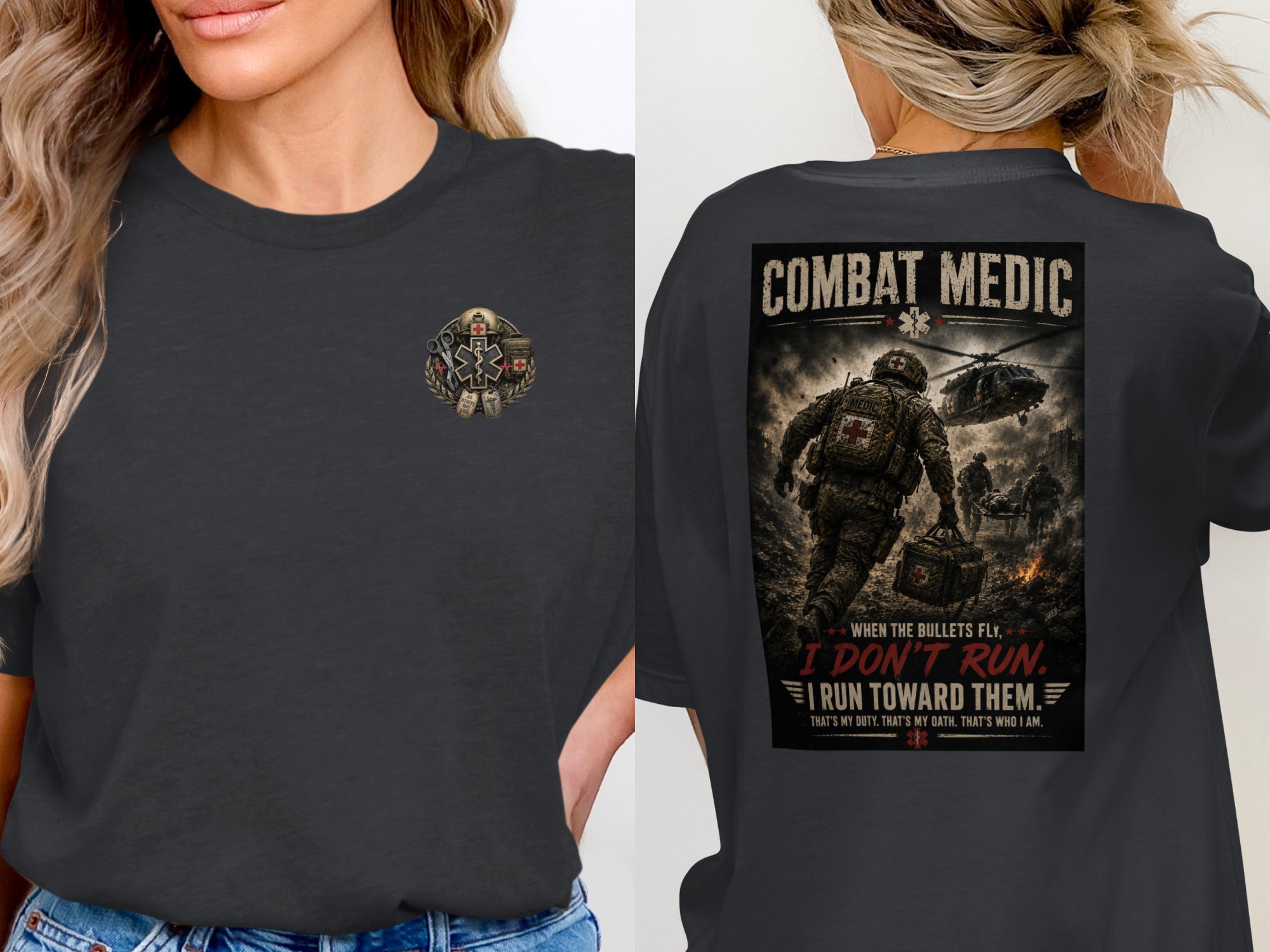 Combat Medic T-Shirt, If I Don't Run Toward Them, Army 68W Medic Tee, Veteran Tactical Medical Gift - Image 15