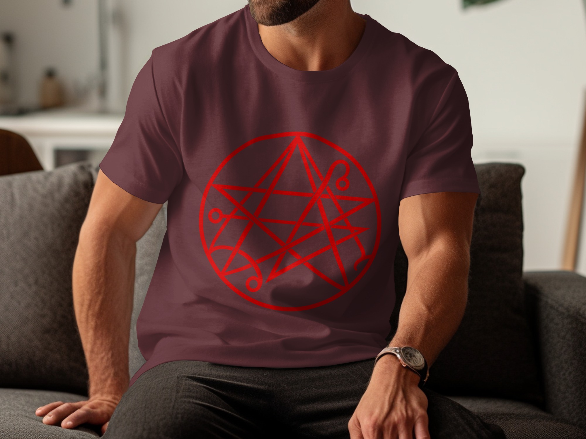 Occult Symbol Pentagram T-Shirt, Esoteric Sigil Graphic Tee, Gothic Witchy Supernatural Dark Academia Altar Mystic Apparel Gift - Image 16