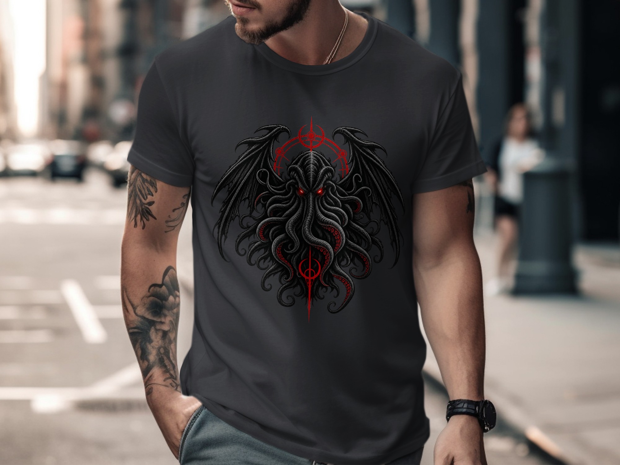Lovecraft Cthulhu T-Shirt, Dark Fantasy Horror Mythos Tee, Eldritch Monster Graphic Shirt, Gothic Grunge Gift Apparel - Image 13
