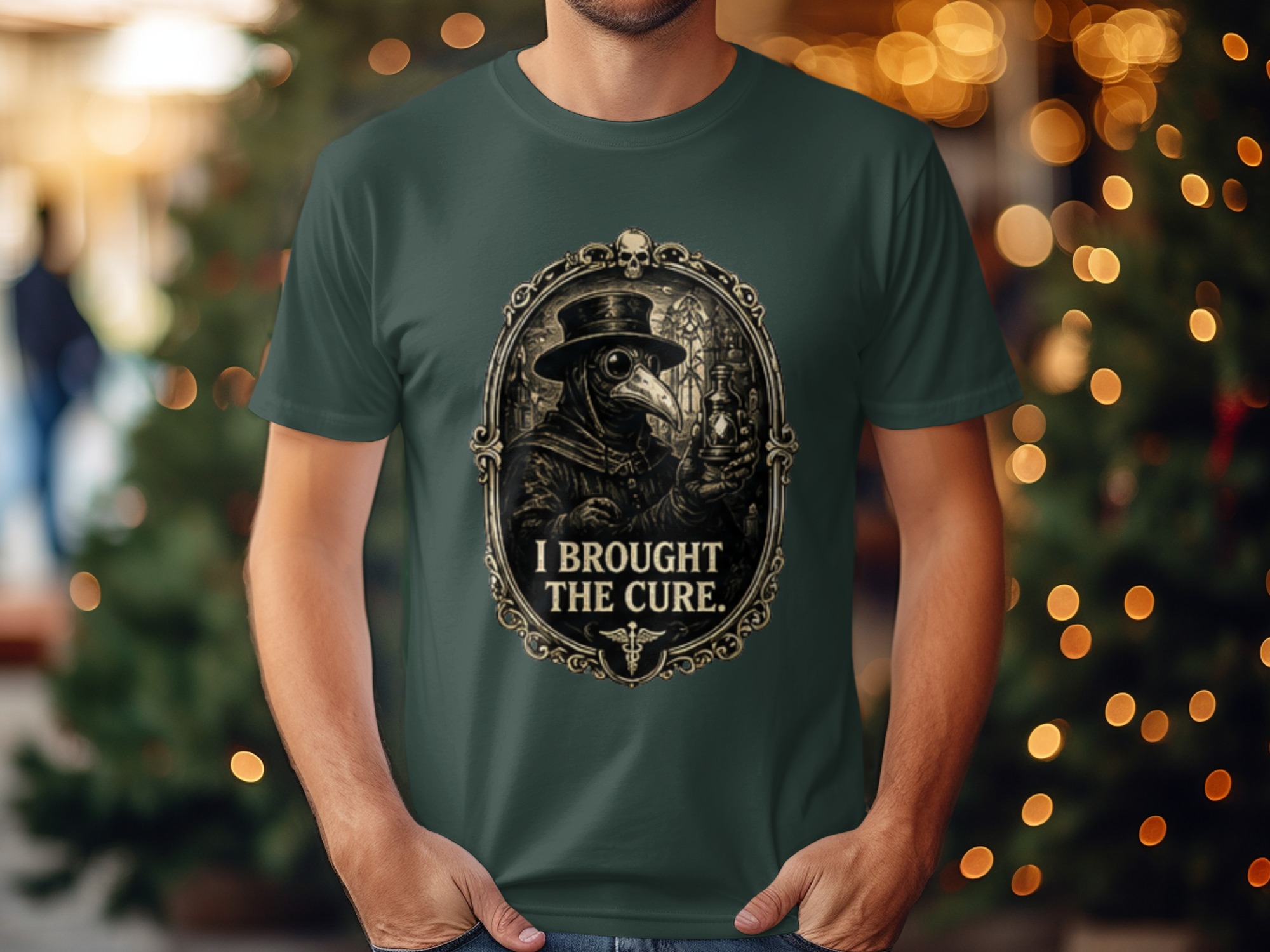 Plague Doctor 'I Brought The Cure' T-Shirt | Gothic Dark Academia Vintage Medical History Tee | Steampunk Renaissance Macabre Art Shirt Gift - Image 5