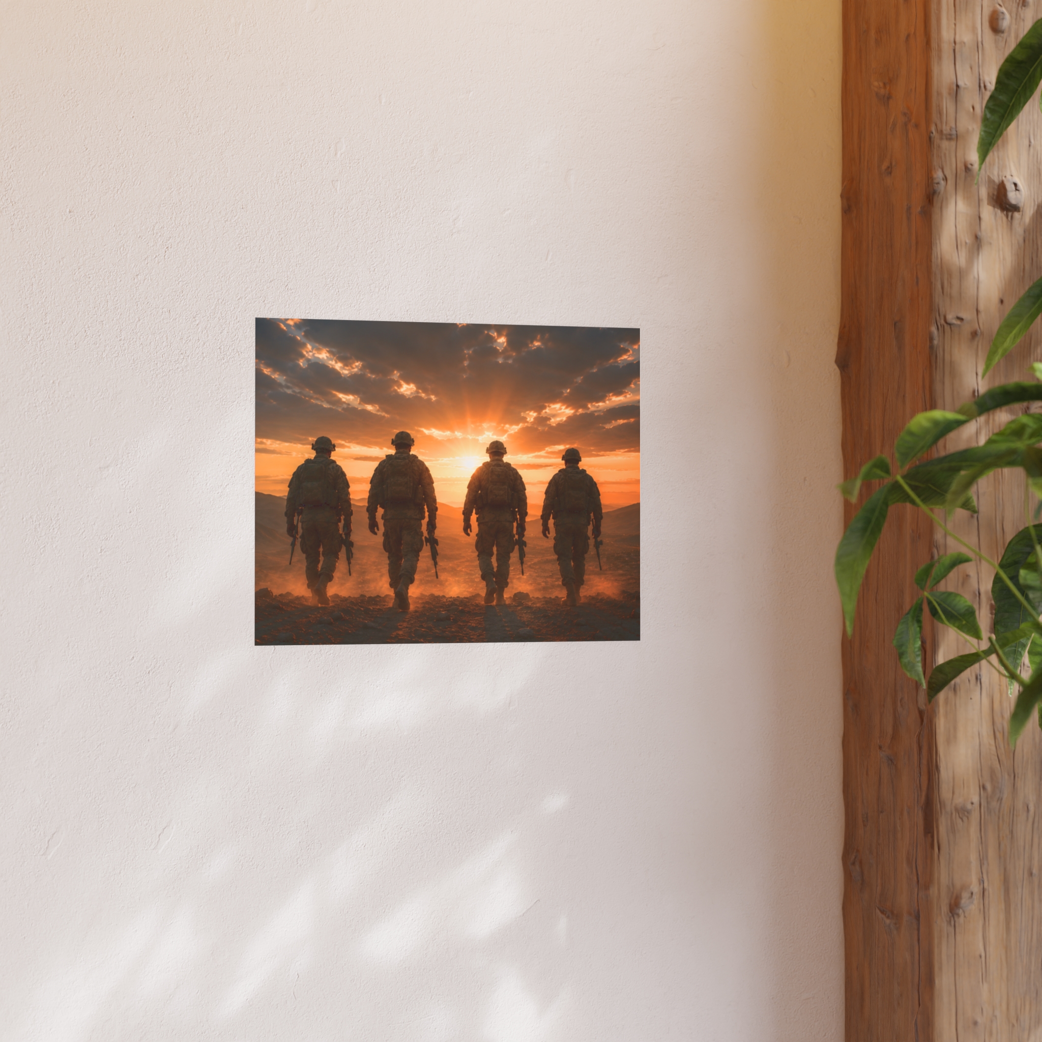 Heroic Soldiers Sunset Military Art Print Poster, Patriotic Armed Forces Wall Decor, Veteran Appreciation Gift, Warrior Spirit Home Decor - Image 6
