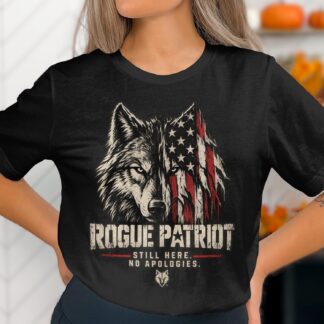 Patriotic Wolf T-Shirt, Rogue Patriot American Flag Shirt, Distressed Vintage Graphic Tee, Mens 4th of July Veteran Gift, Lone Wolf Shirt