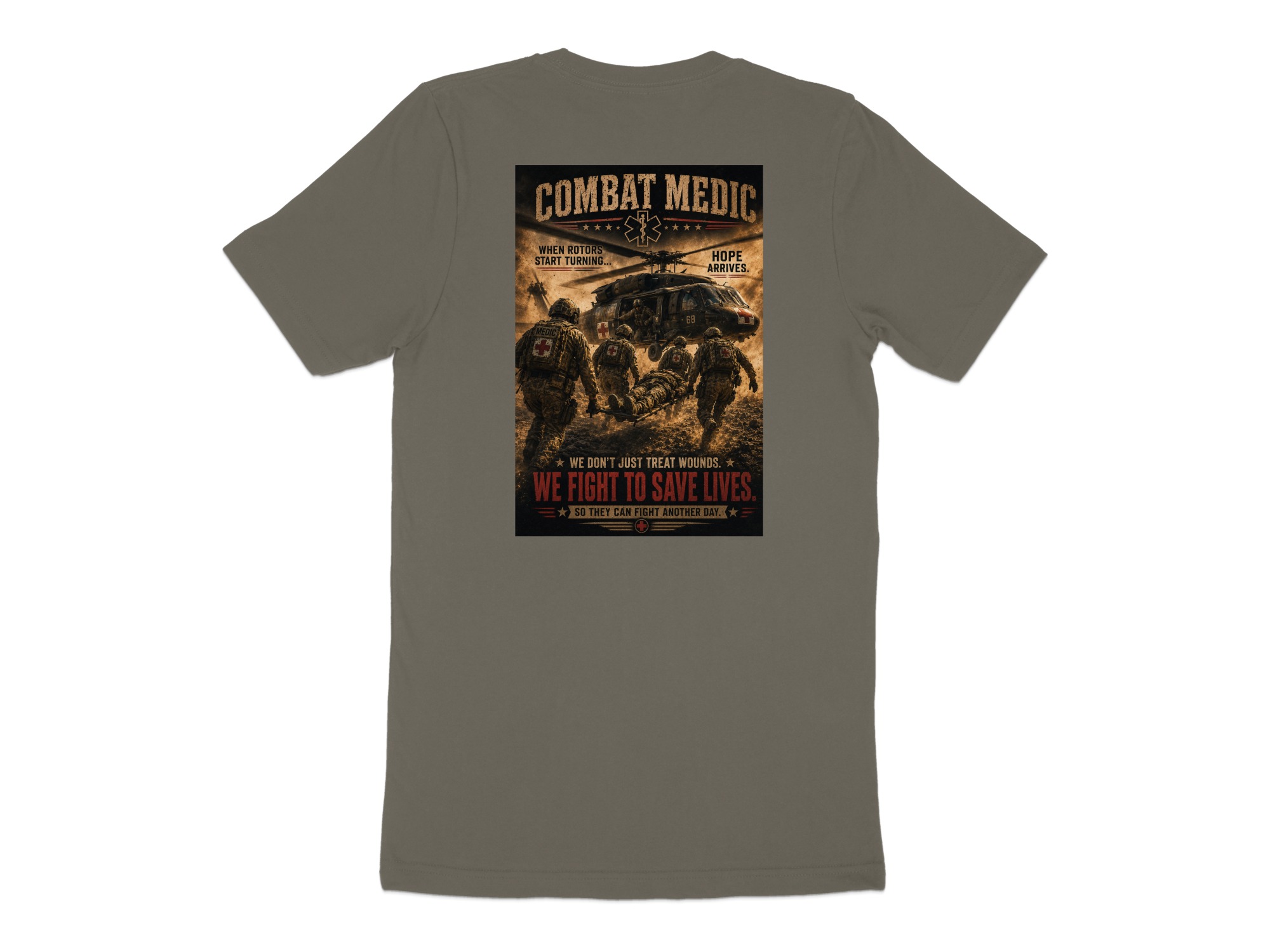 TITLE Combat Medic T-Shirt, We Fight to Save Lives, Army 68W Military Medic Shirt, Veteran Tactical Medical Gift, Star of Life Graphic Tee - Image 11