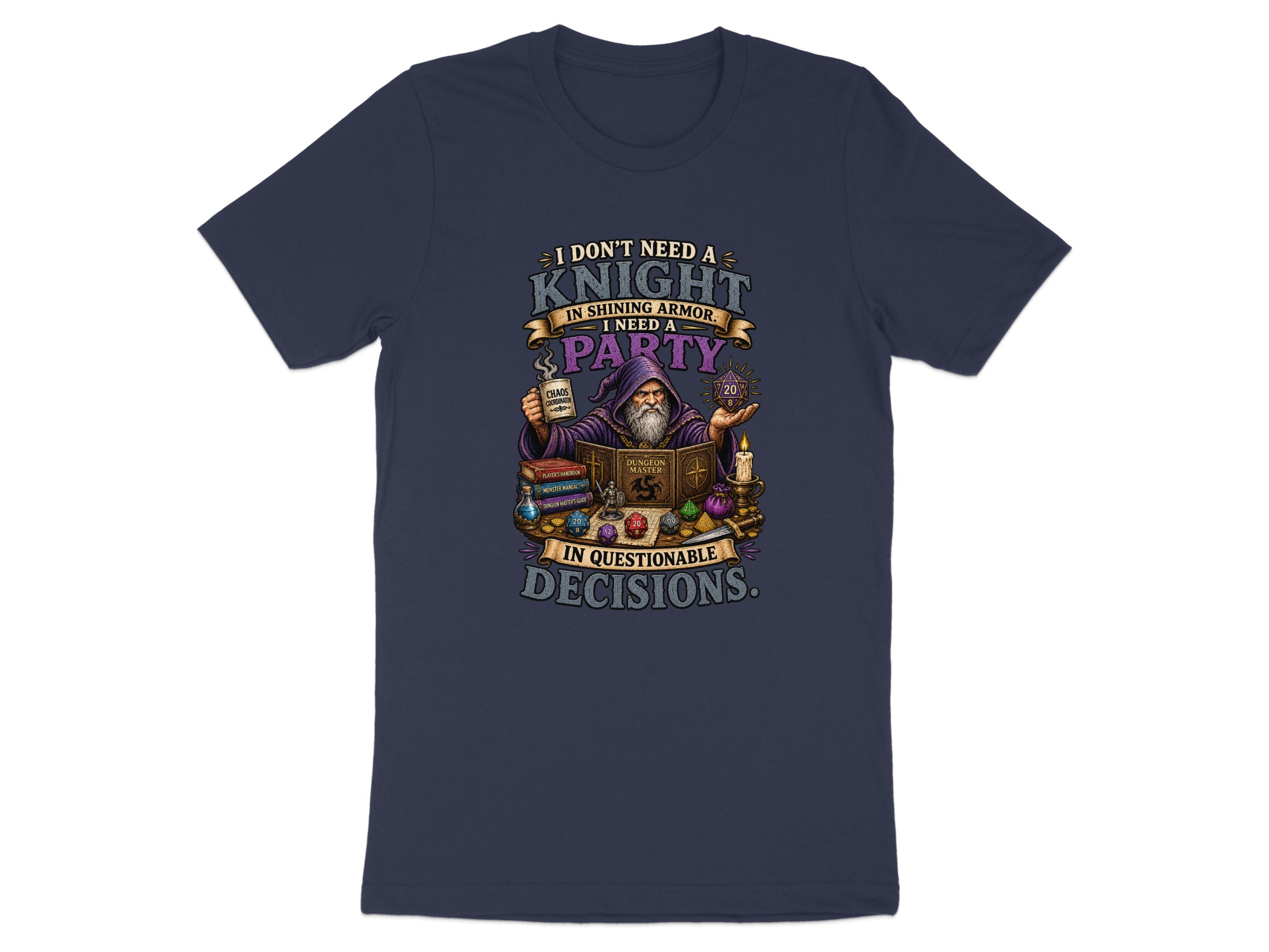 Dungeon Master Shirt, Chaos Coordinator DM Gift, Funny D&D RPG Game Night T-Shirt, Questionable Decisions Polyhedral Dice Tee - Image 2