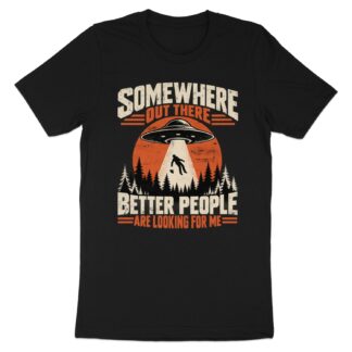 Somewhere Out There UFO T-Shirt, Funny Alien Abduction Shirt, Retro Sci Fi Graphic Tee, Sarcastic Introvert Vintage Shirt Gift for Him