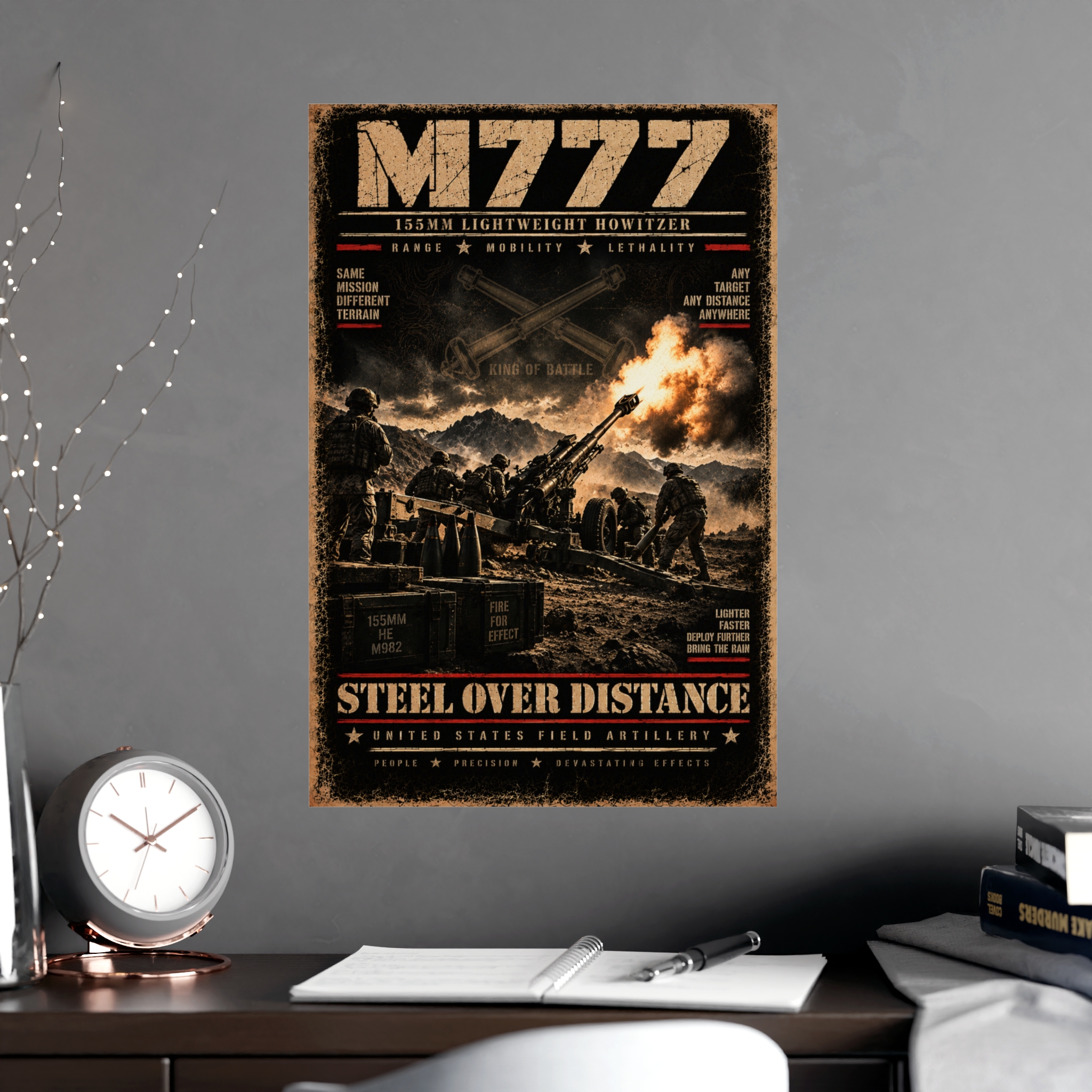 M777 Howitzer Poster Military Wall Art, Field Artillery King of Battle Print, Vintage Tactical Man Cave Decor, Veteran Gift for Soldier - Image 5