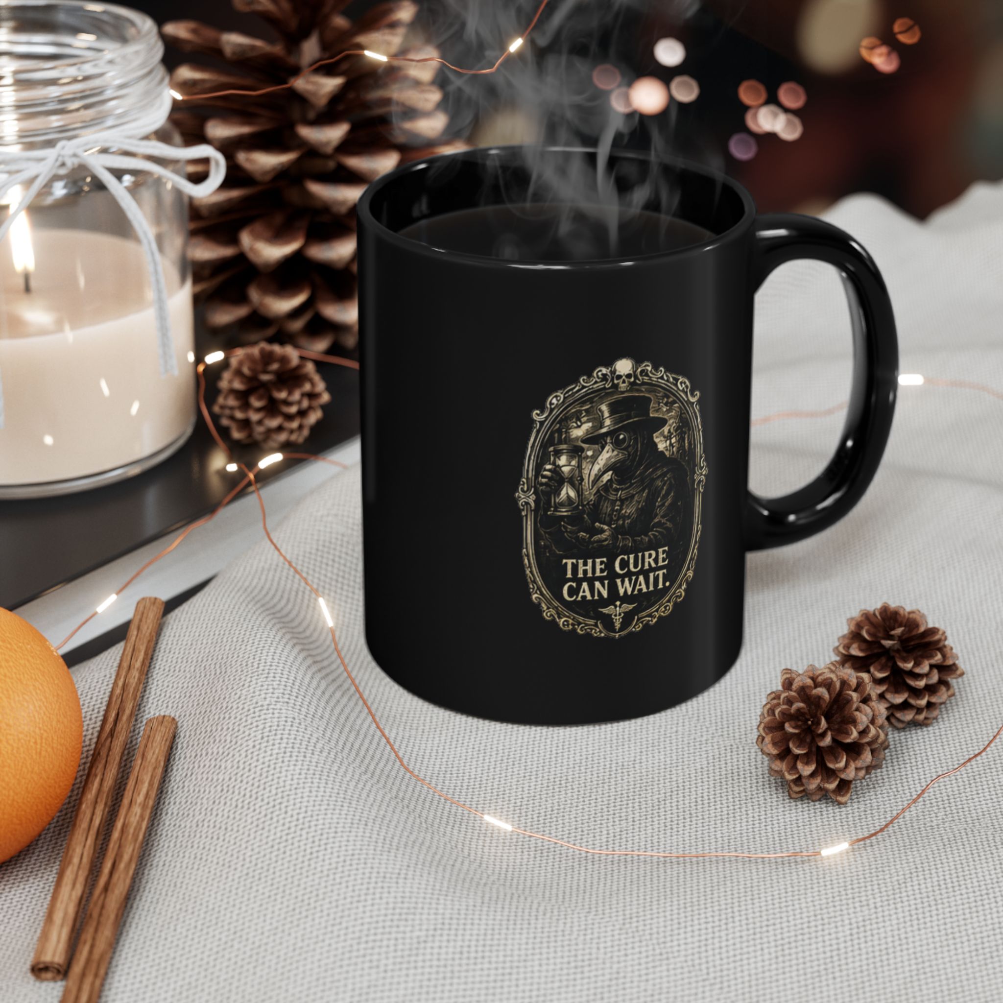 Gothic Plague Doctor Mug 'The Cure Can Wait' | Dark Academia History Coffee Cup, Macabre Medical Gift, Steampunk Art Tea Mug - Image 7
